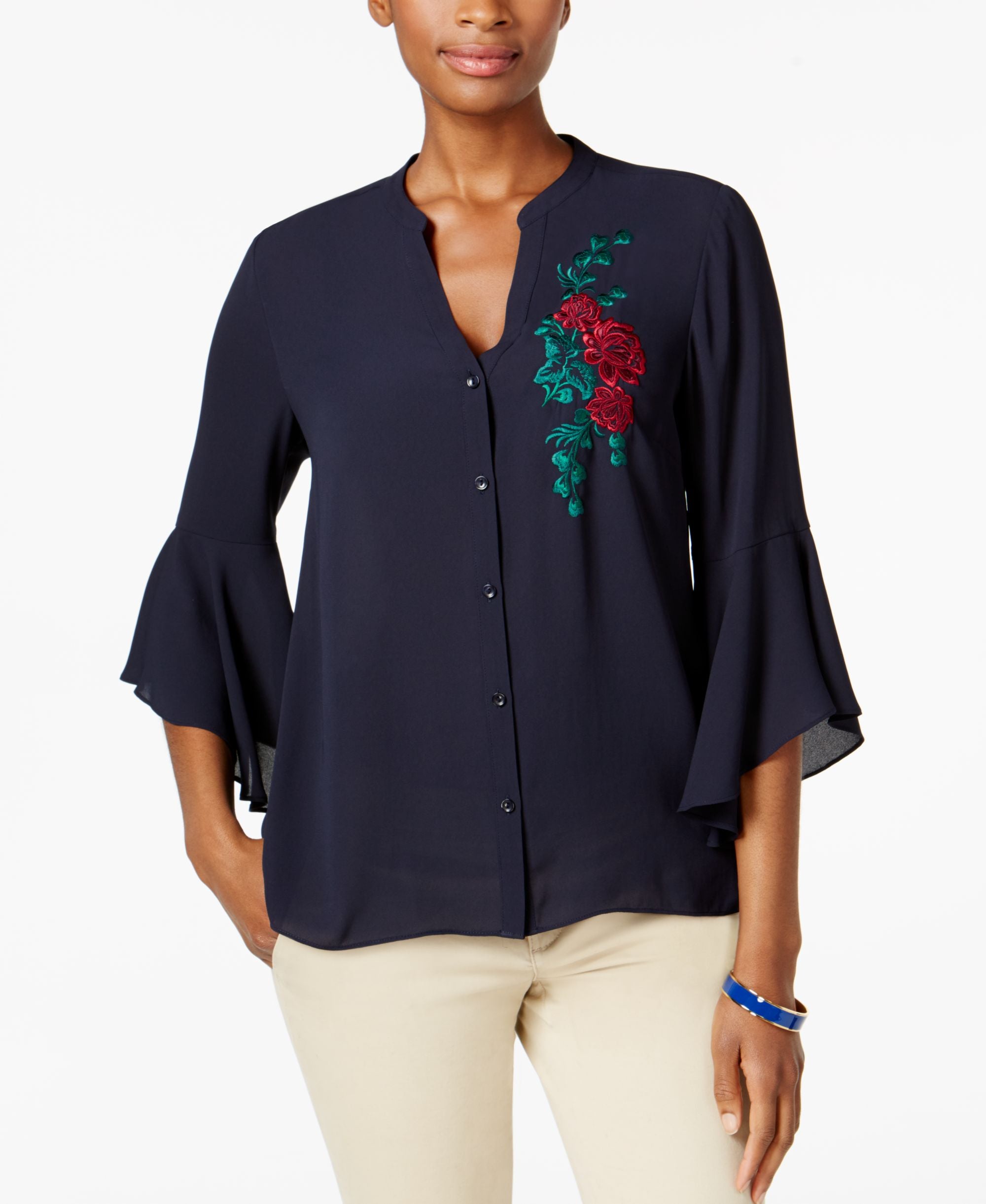 Charter Club Petite Embroidered Blouse