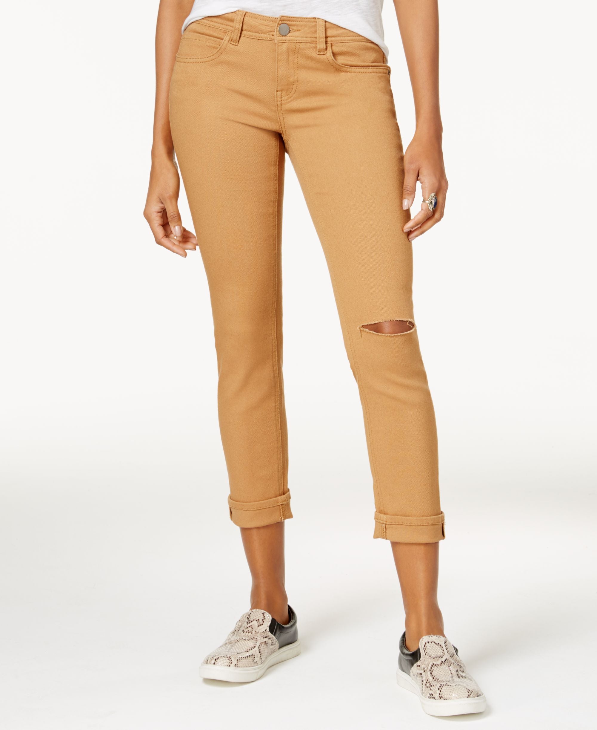 Dollhouse Juniors Colored Ripped Cropped Jeans