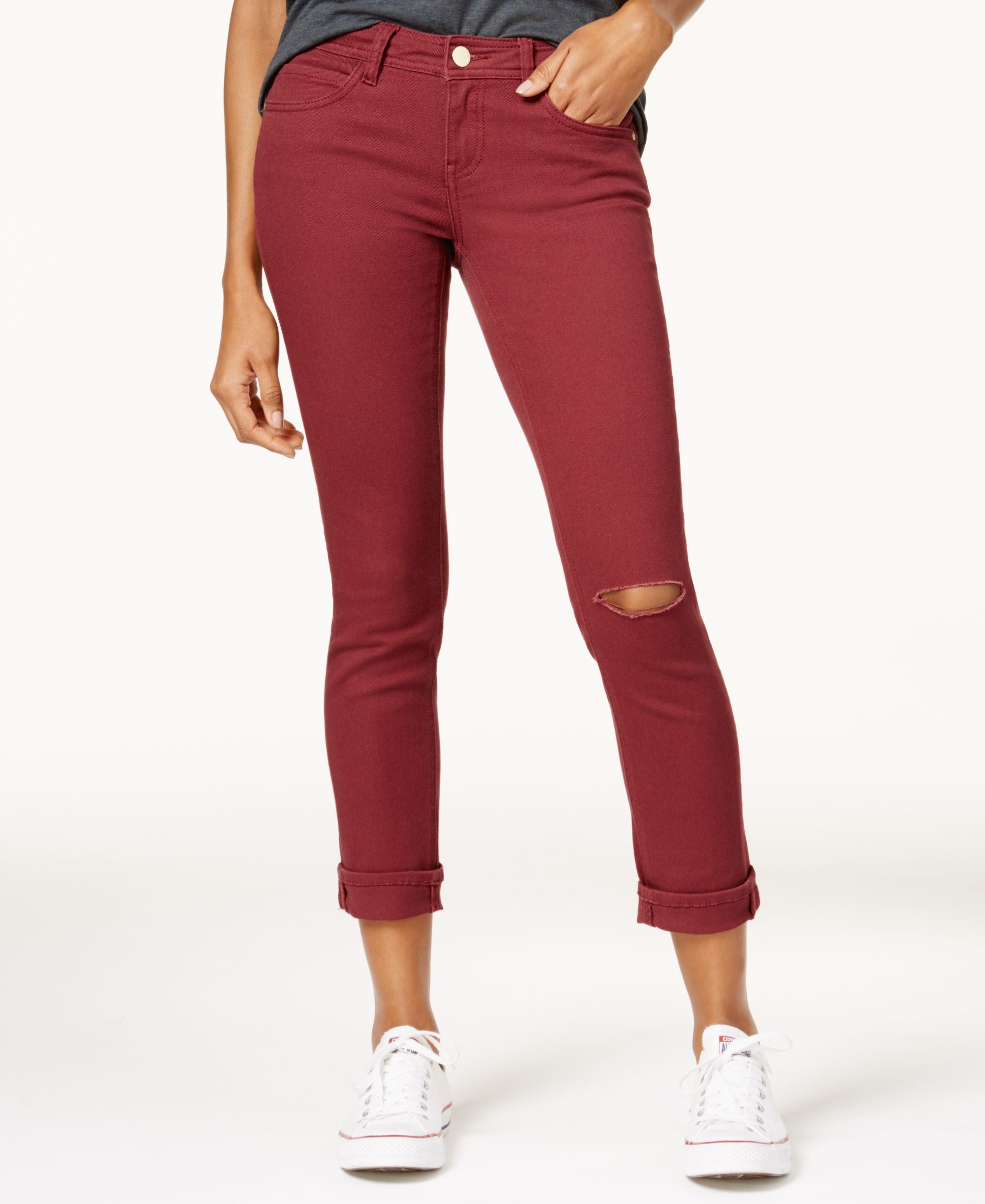 Dollhouse Juniors Colored Ripped Cropped Jeans