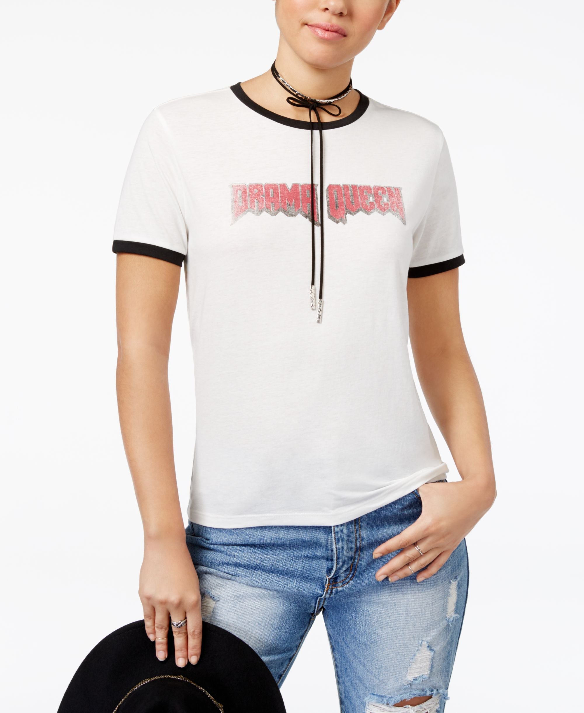 2 Kuhl Juniors Drama Queen Graphic Ringer T-Shirt