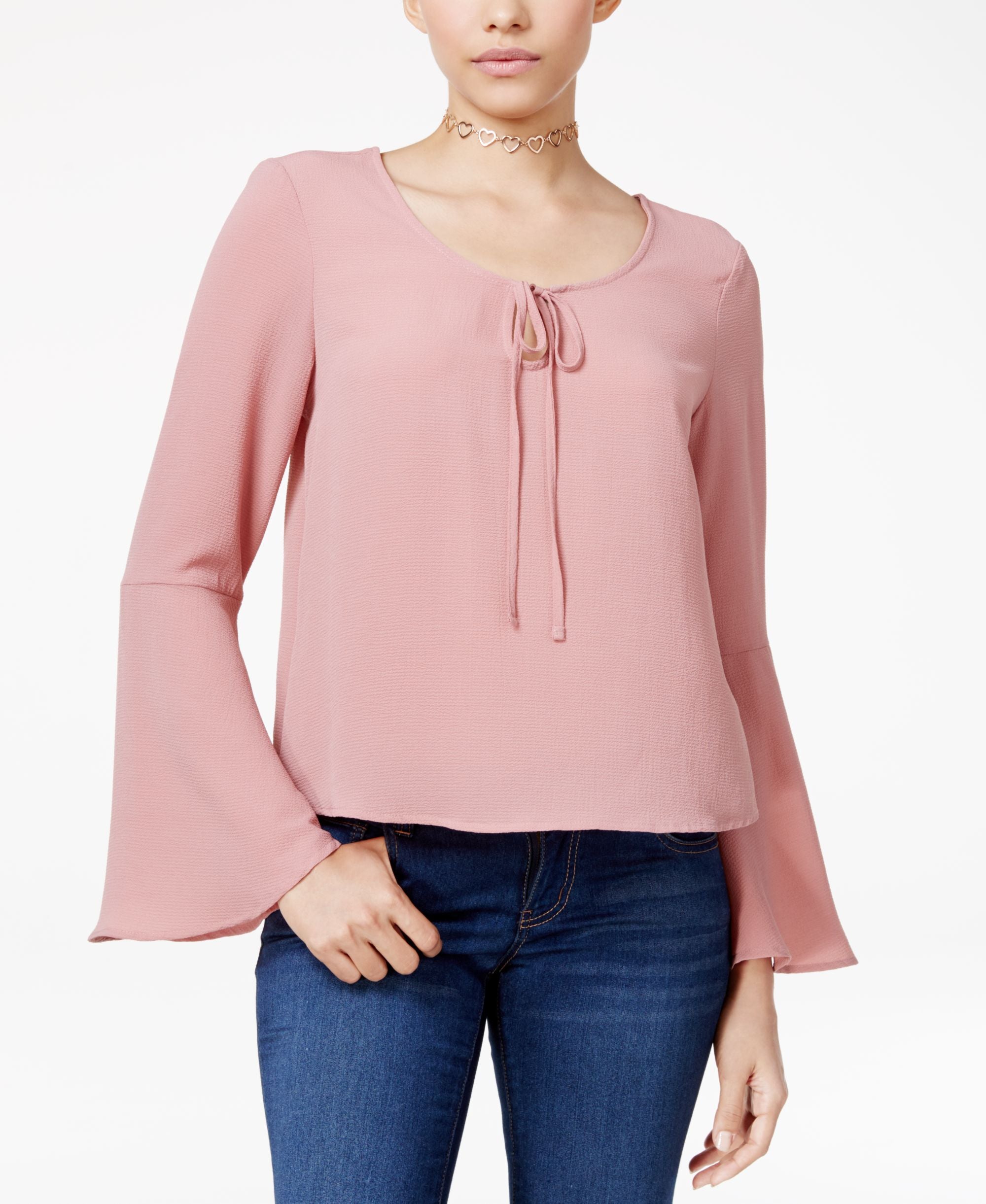 Polly Esther Juniors Bell Sleeve Peasant Top