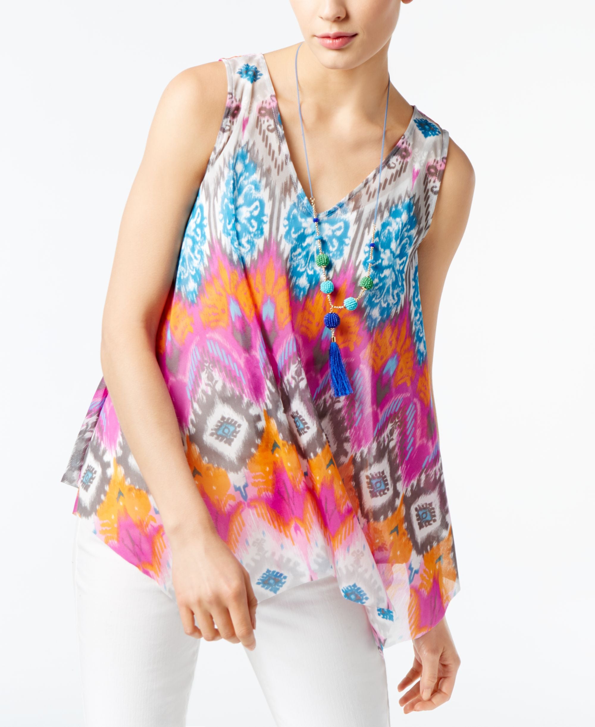 INC International Concepts Handkerchief Hem Tank Top