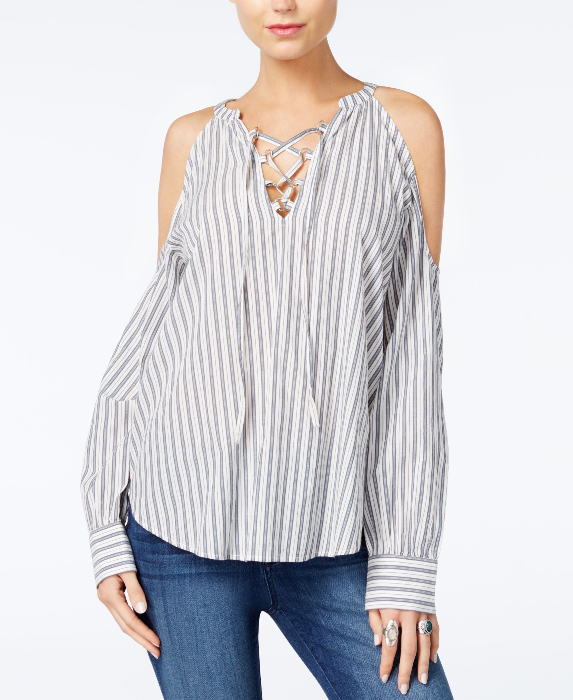 William Rast Cyrus Cotton Cold Shoulder Top