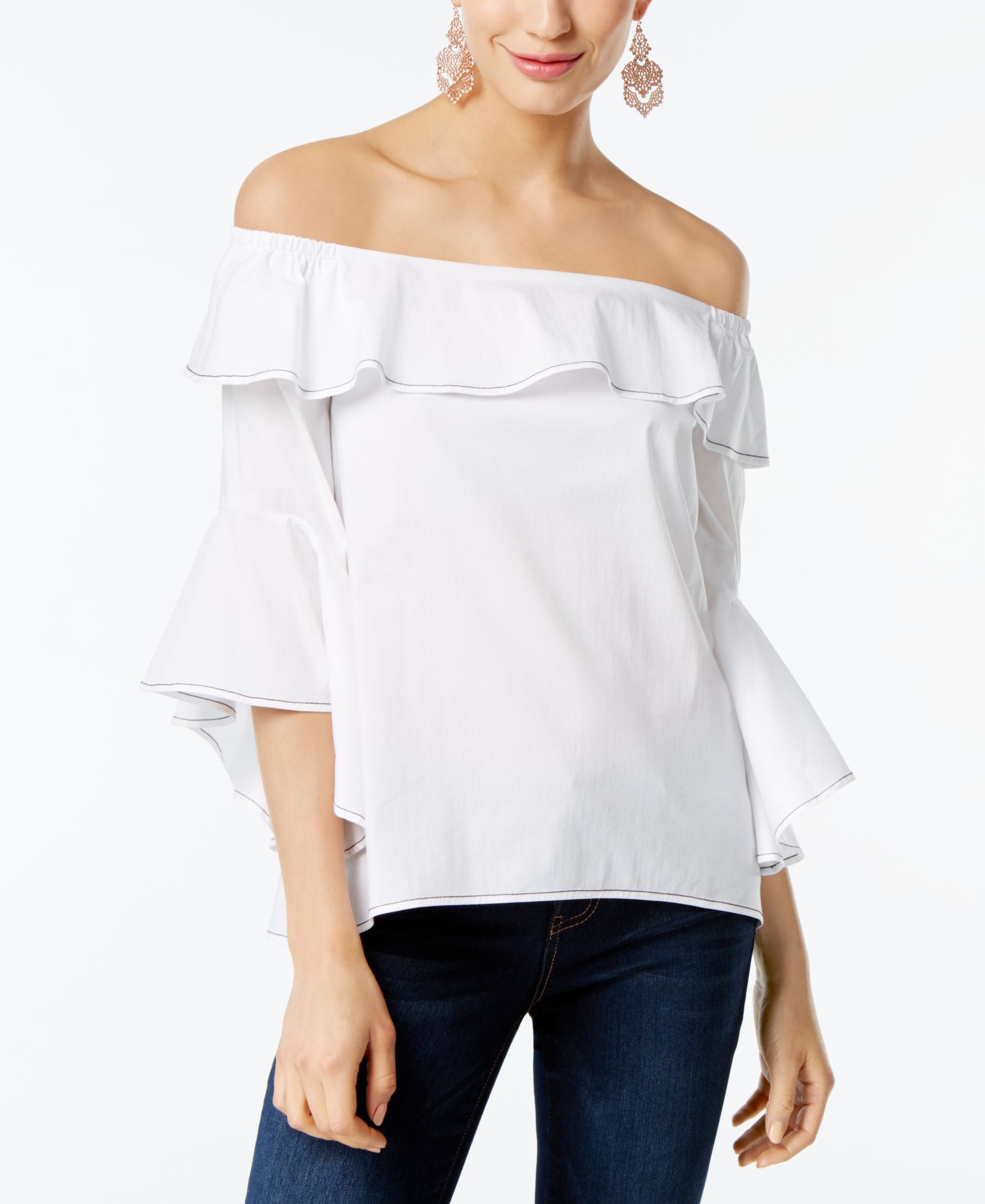 INC International Concepts Cotton Off The Shoulder Top