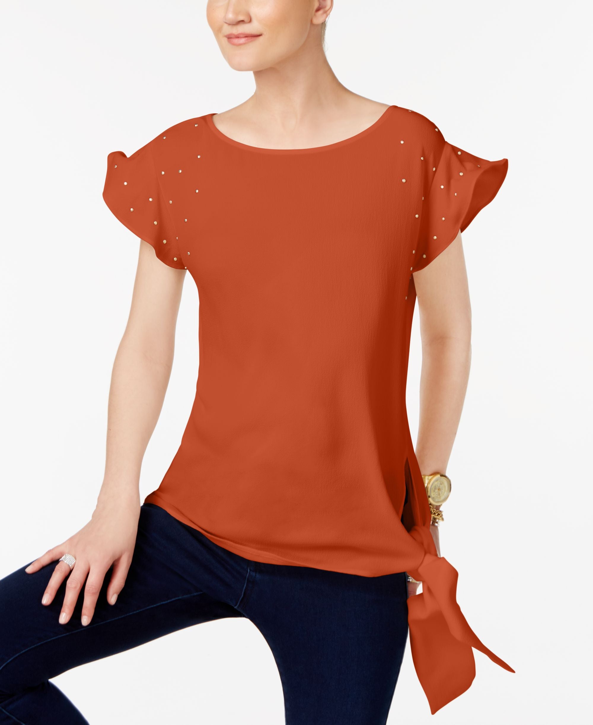 Michael Michael Kors Studded Tie Hem Top