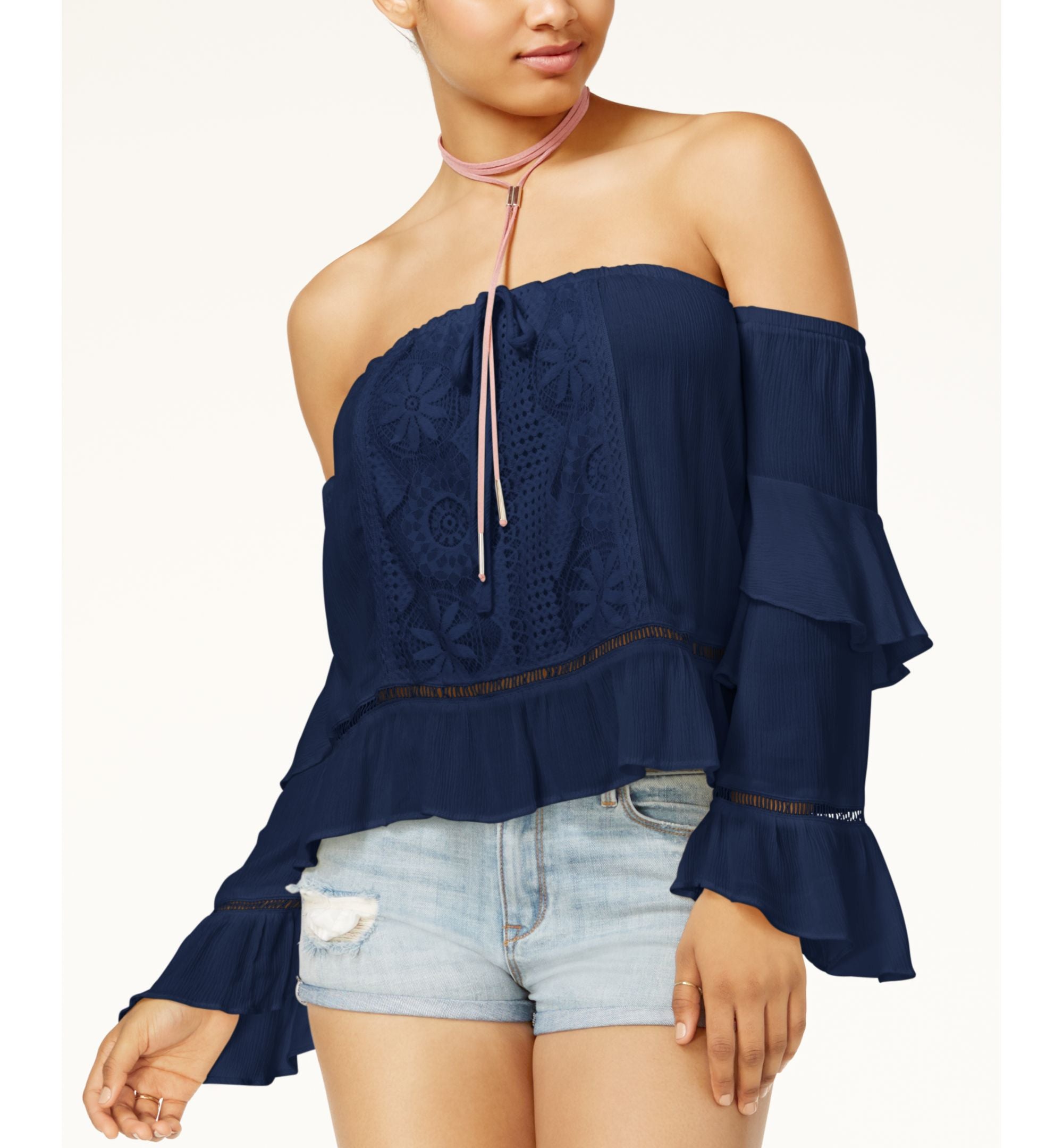 American Rag Juniors Off The Shoulder Ruffled Top