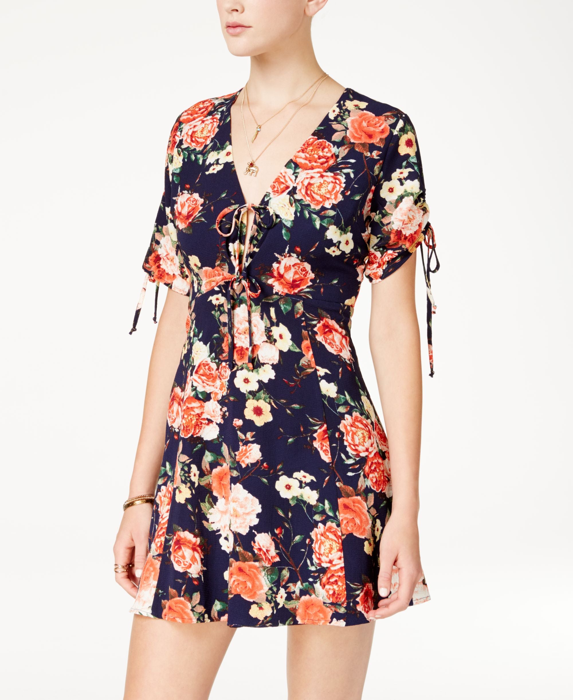 Emerald Sundae Juniors Printed Keyhole Back Dress