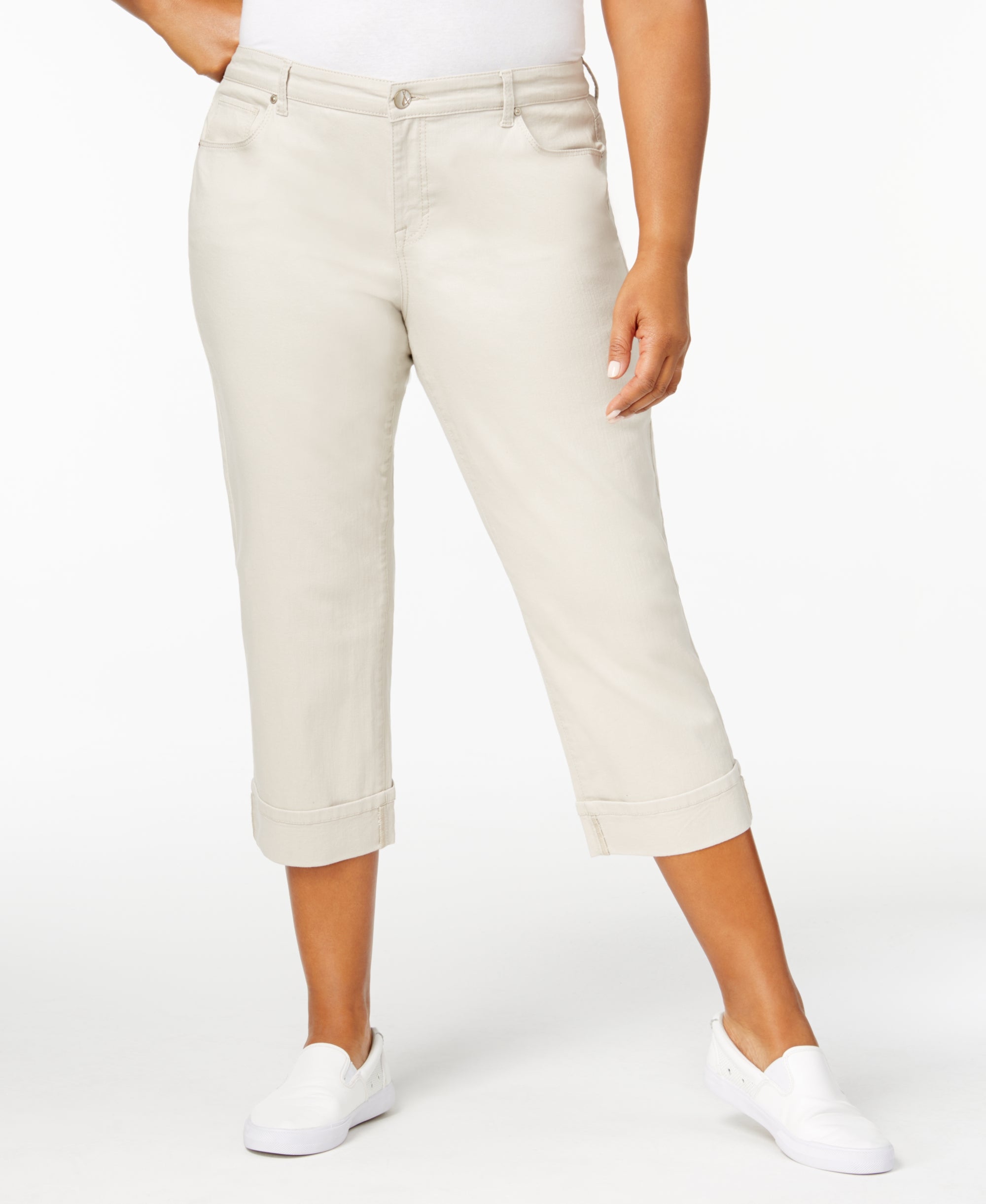 Style & Co Plus Size Curvy Cuffed Capri Jeans