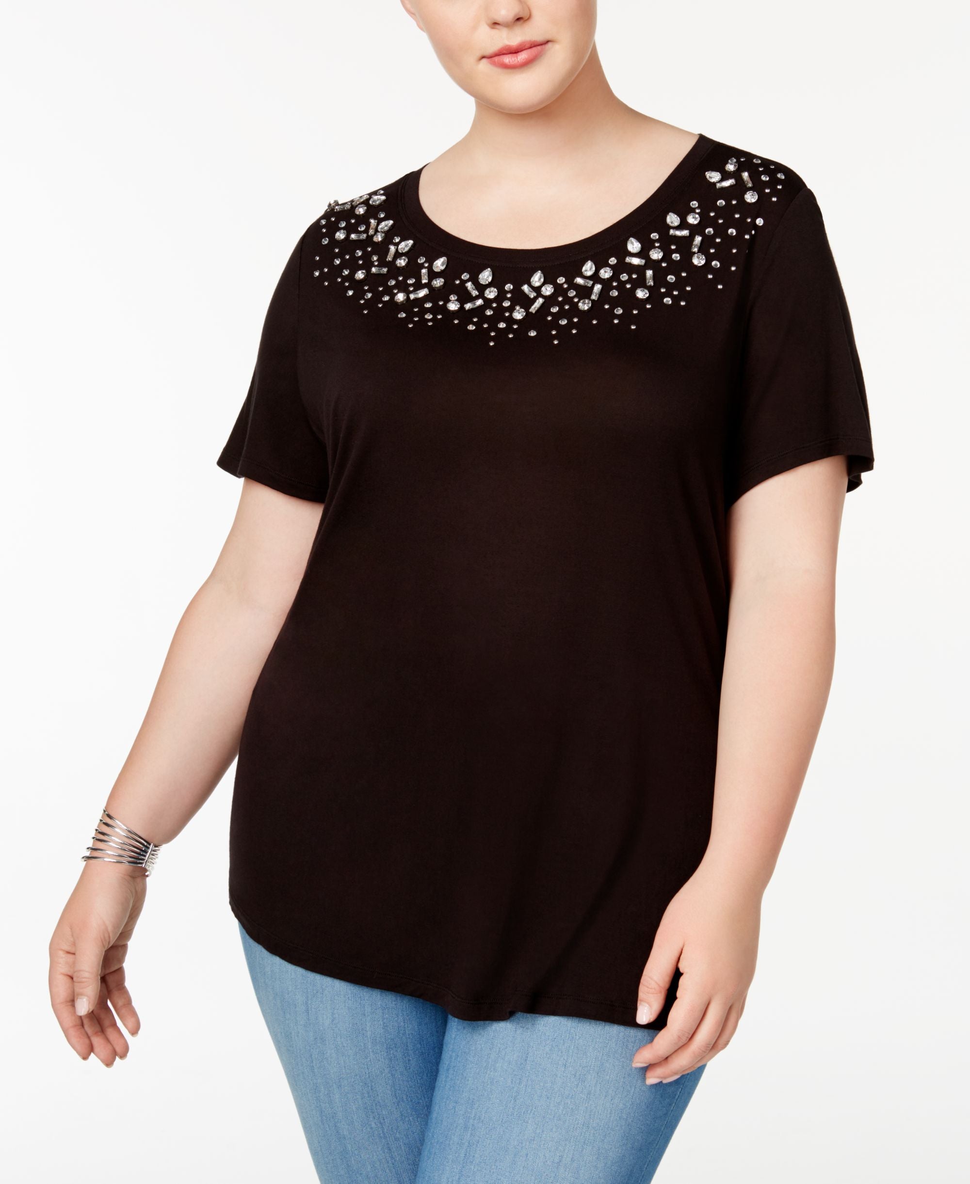 INC International Concepts Plus Size Jeweled T-Shirt