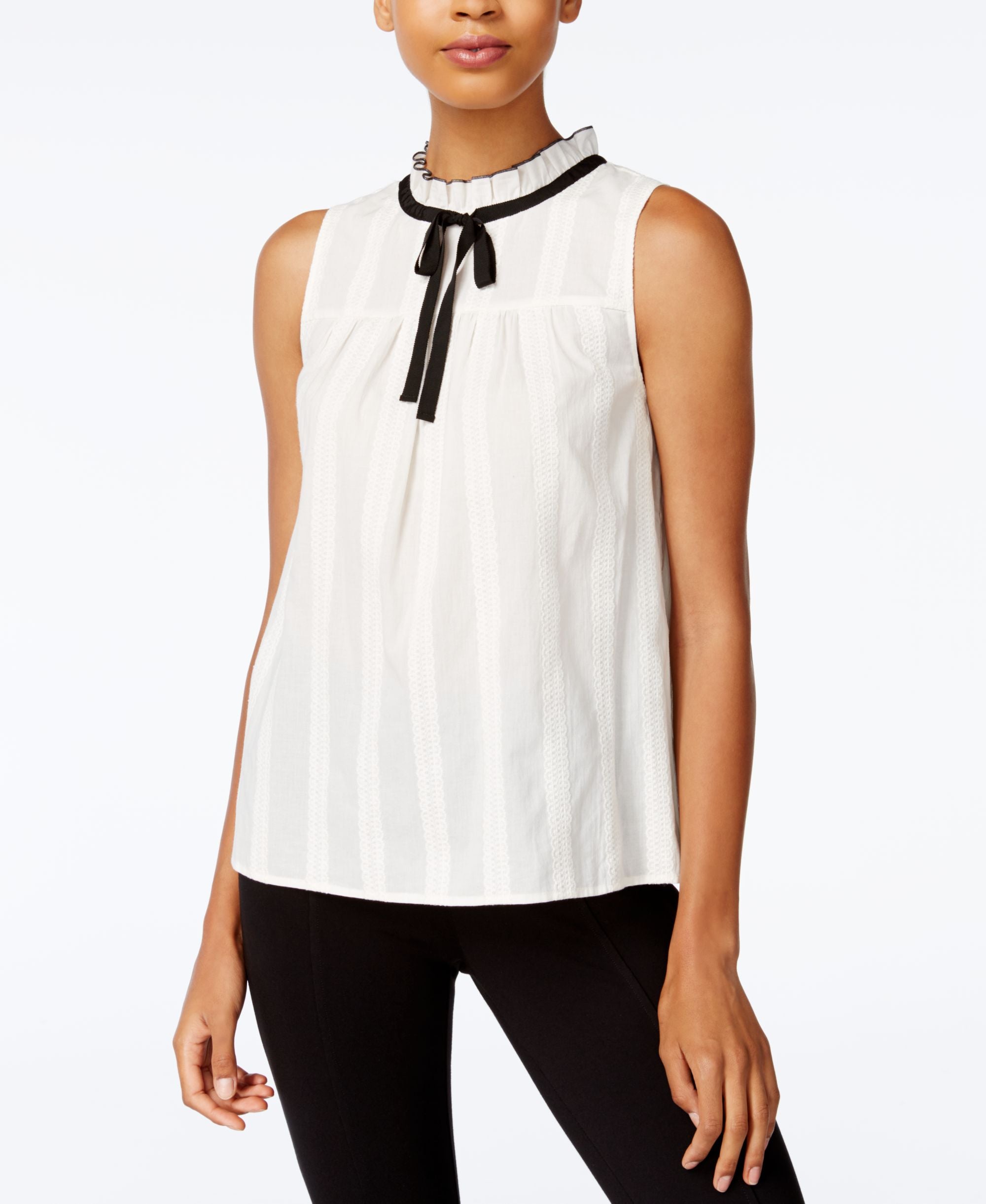 Kensie Ruffle Trim Babydoll Top