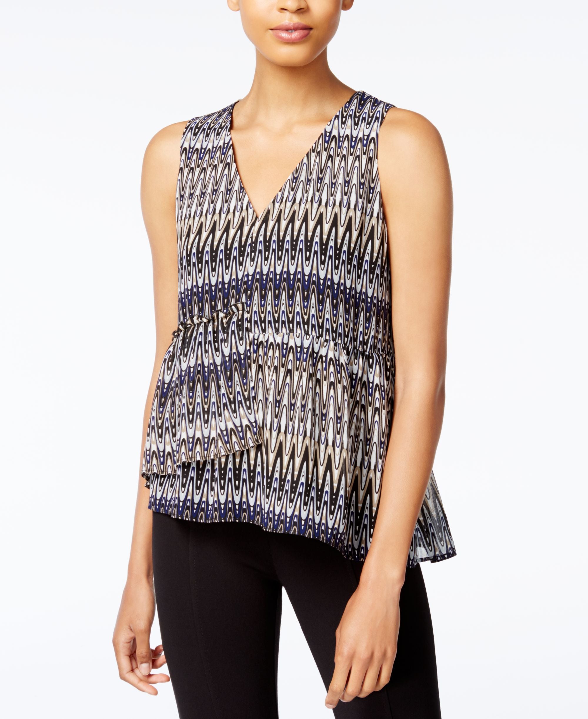 Kensie Asymmetrical Peplum Shell