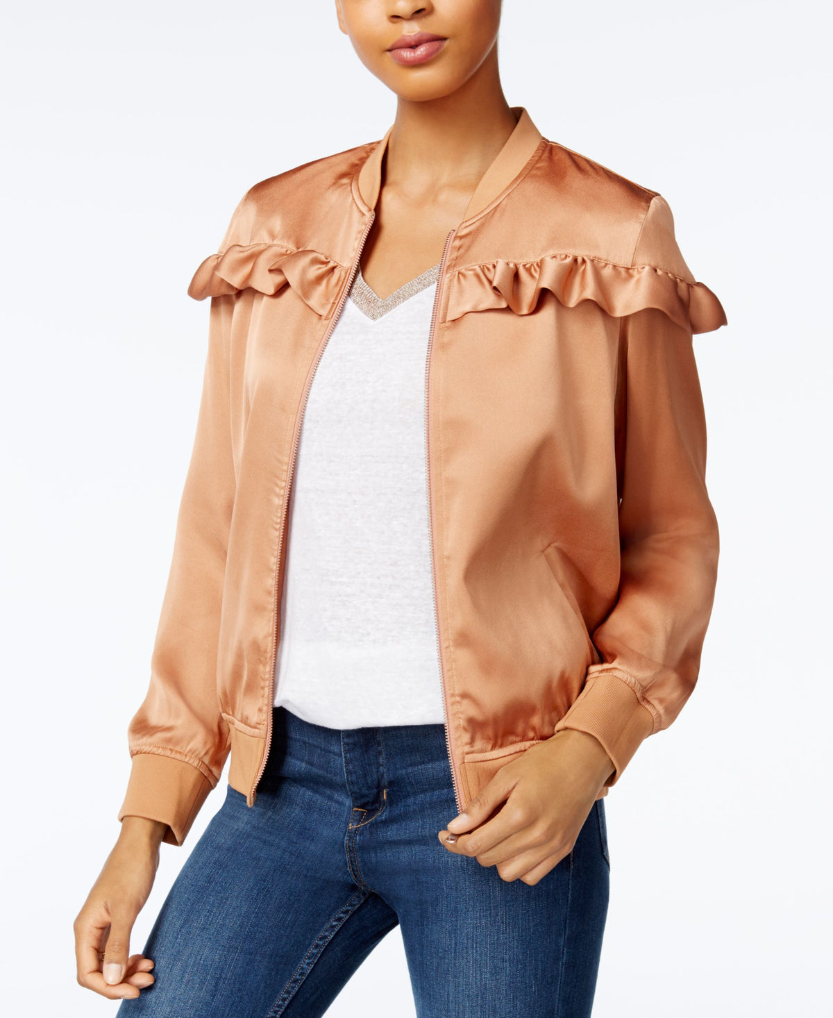 Maison Jules Ruffled Bomber Jacket