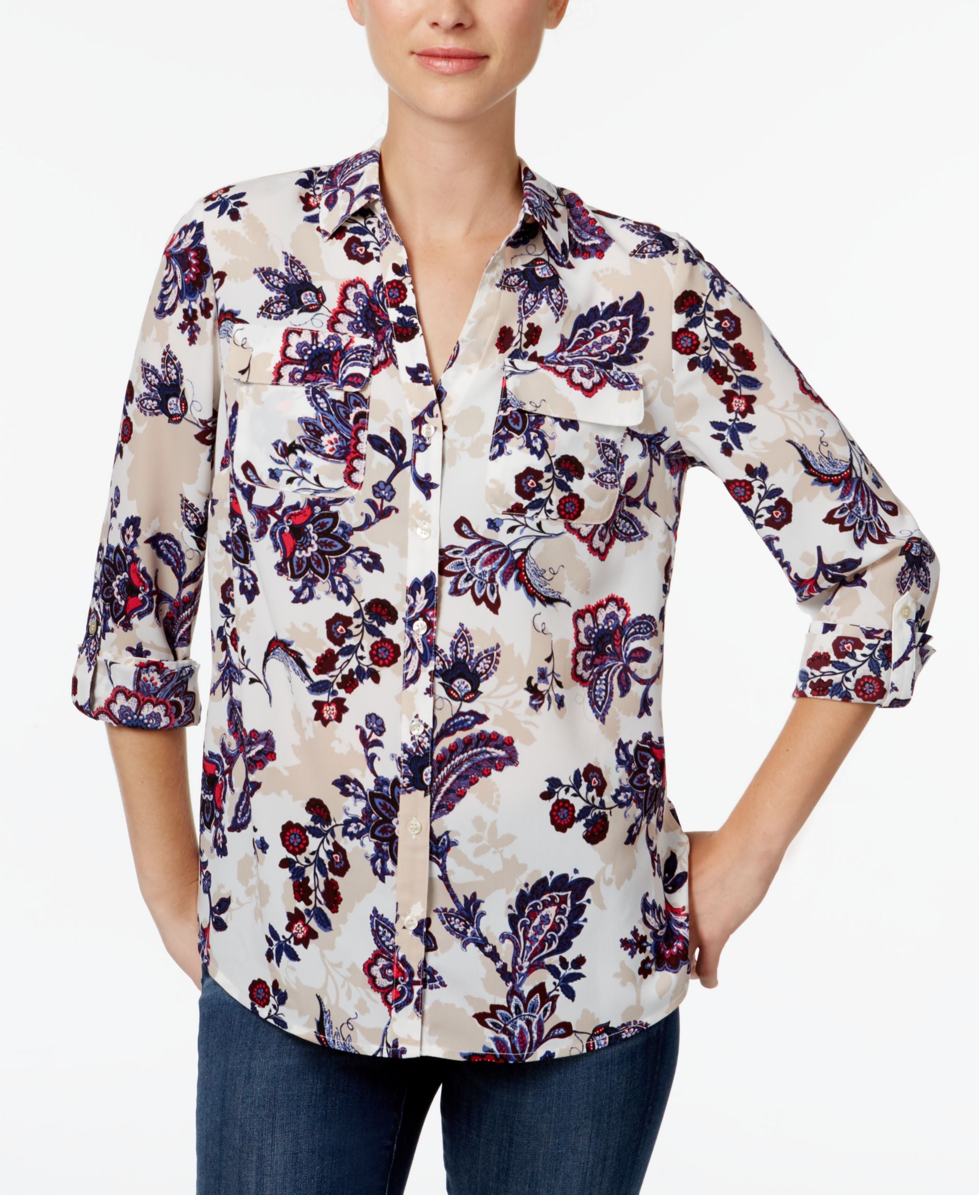 Charter Club Printed Utility Shirt