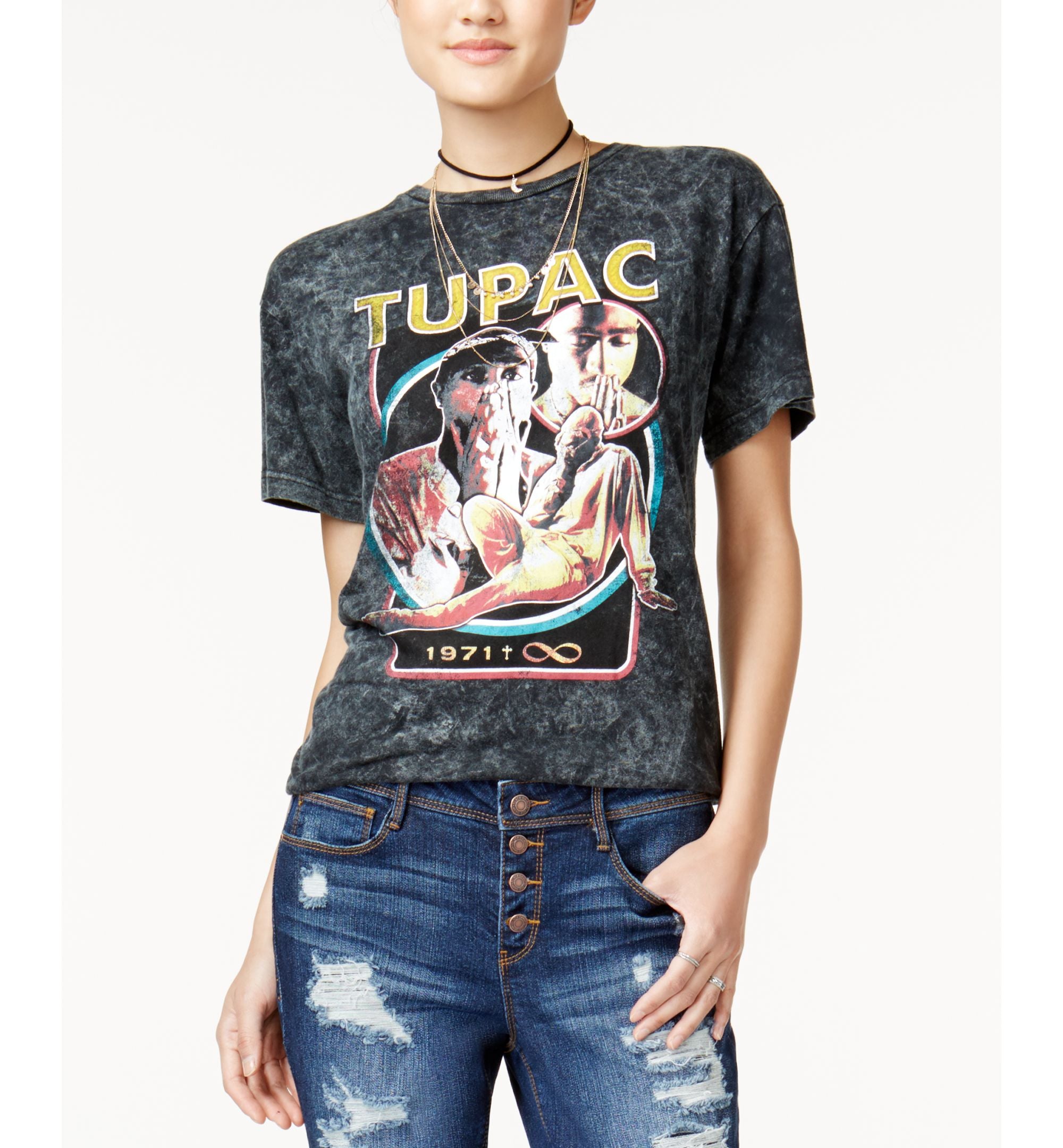 Bravado Juniors Cotton Tupac Boyfriend T-Shirt
