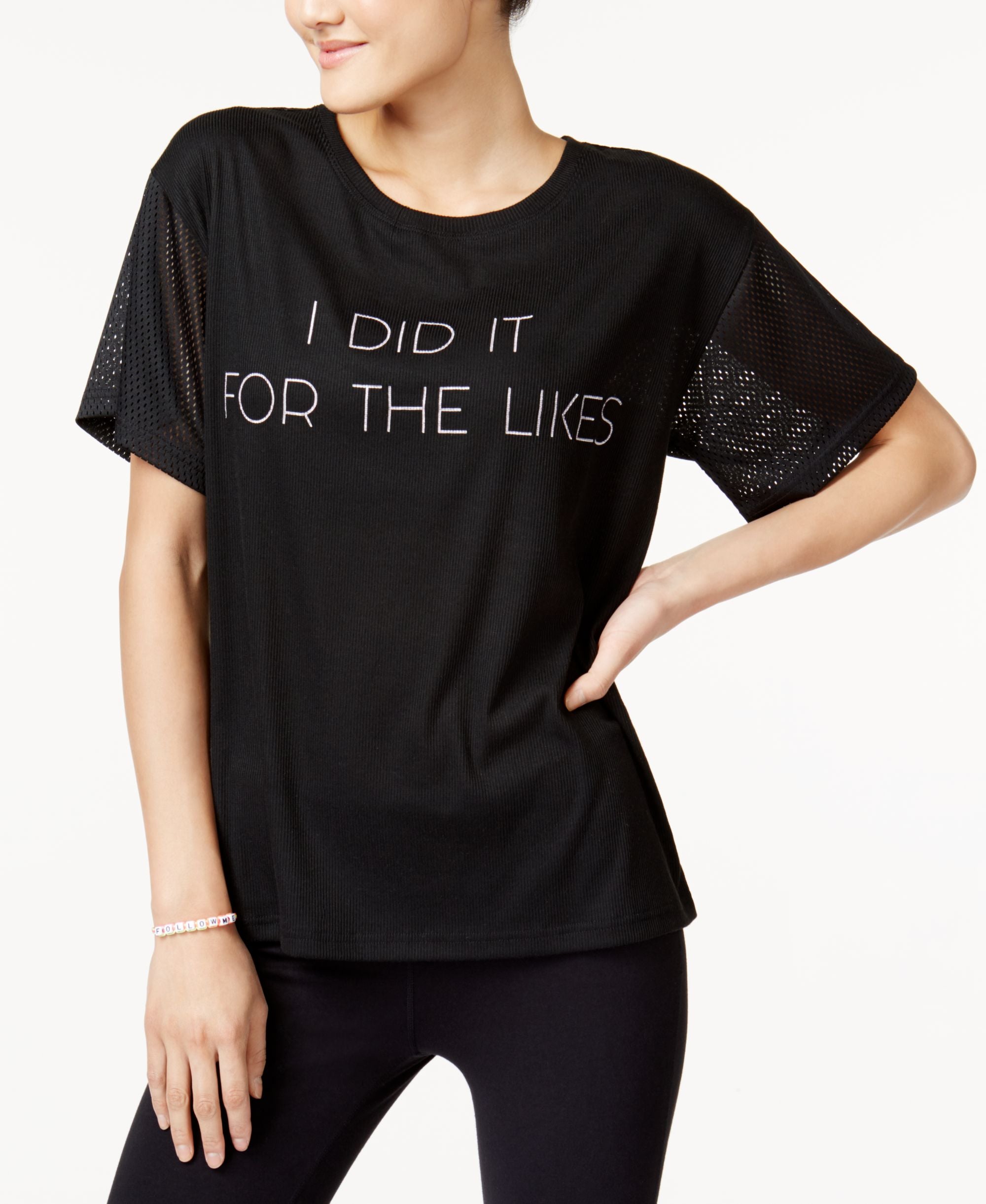 Material Girl Active Juniors Mesh Sleeve Graphic T-Shirt