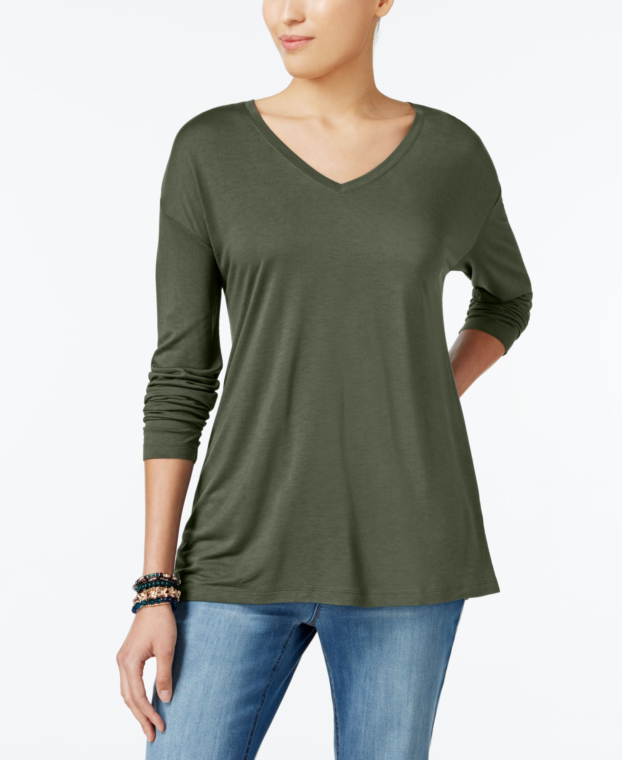 V-Neck Drop-Shoulder Top