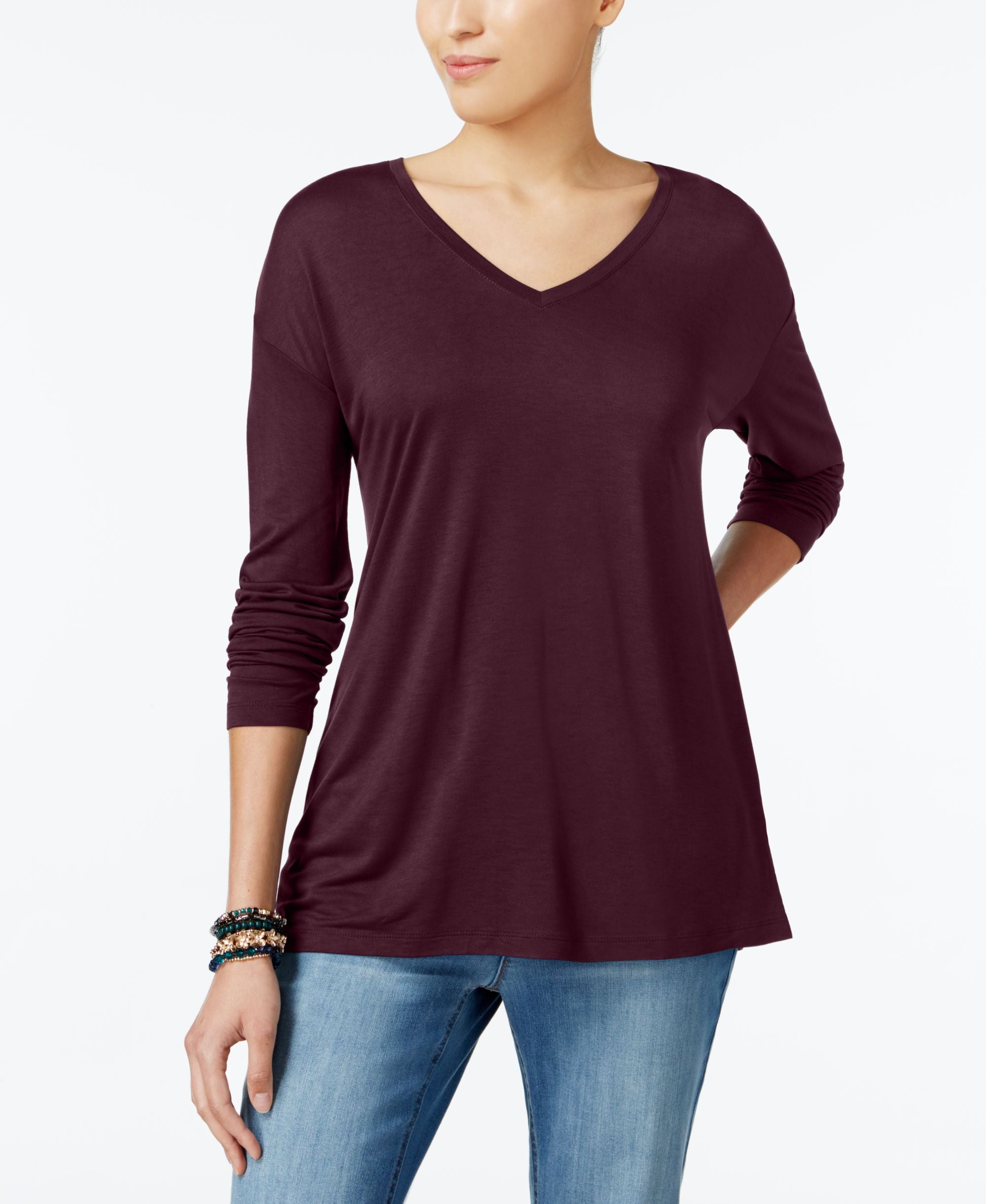 V-Neck Drop-Shoulder Top