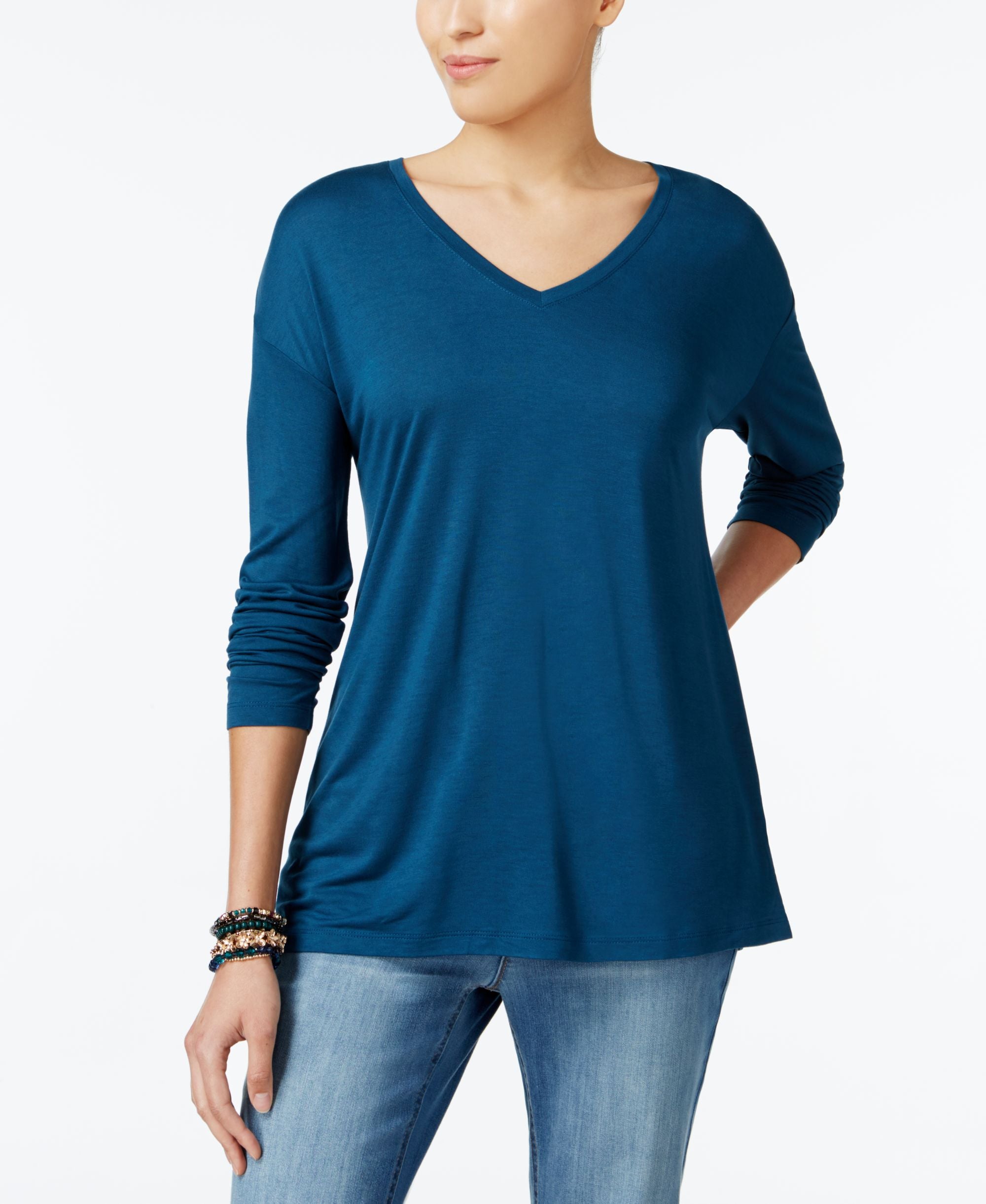 V-Neck Drop-Shoulder Top