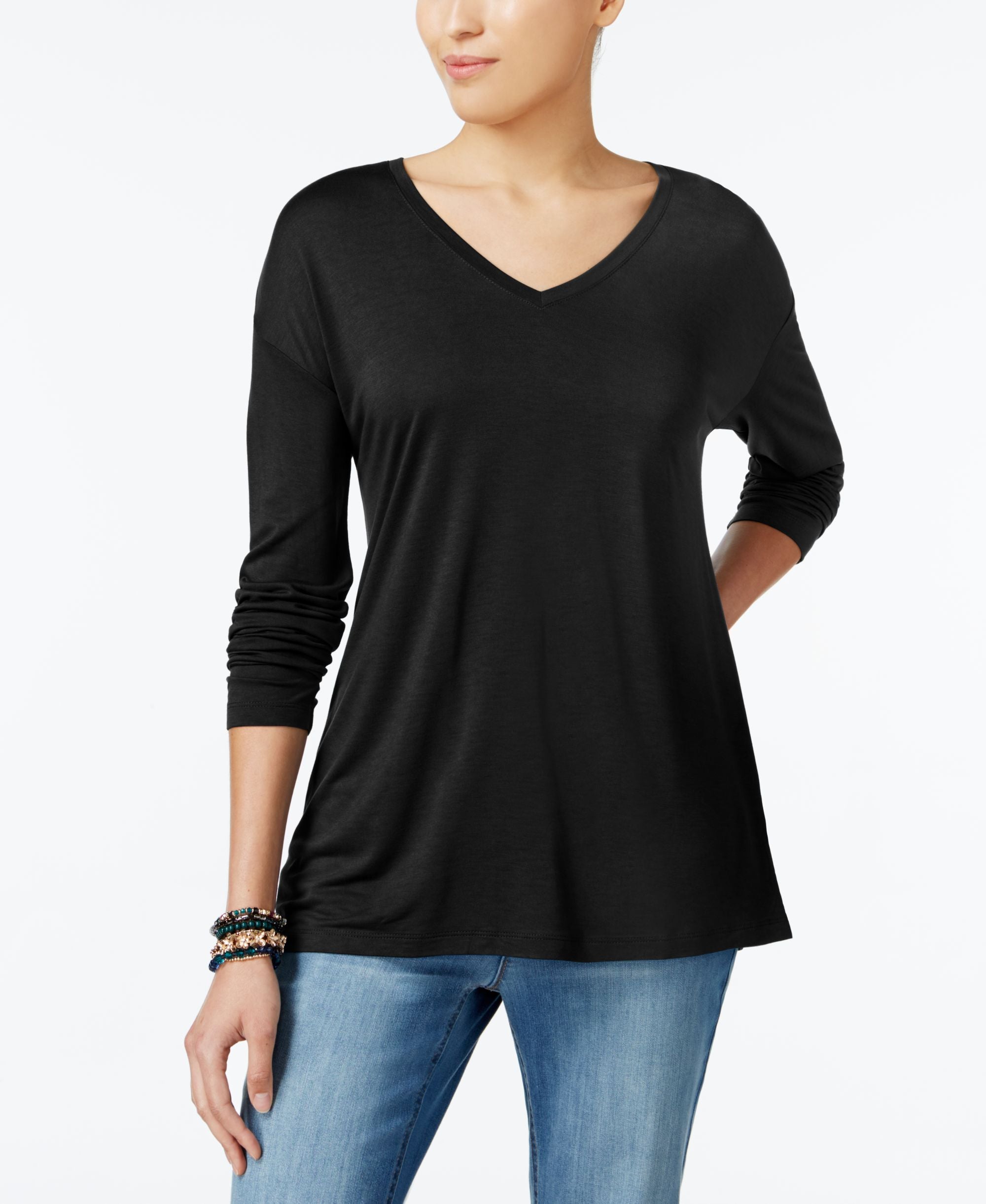 V-Neck Drop-Shoulder Top
