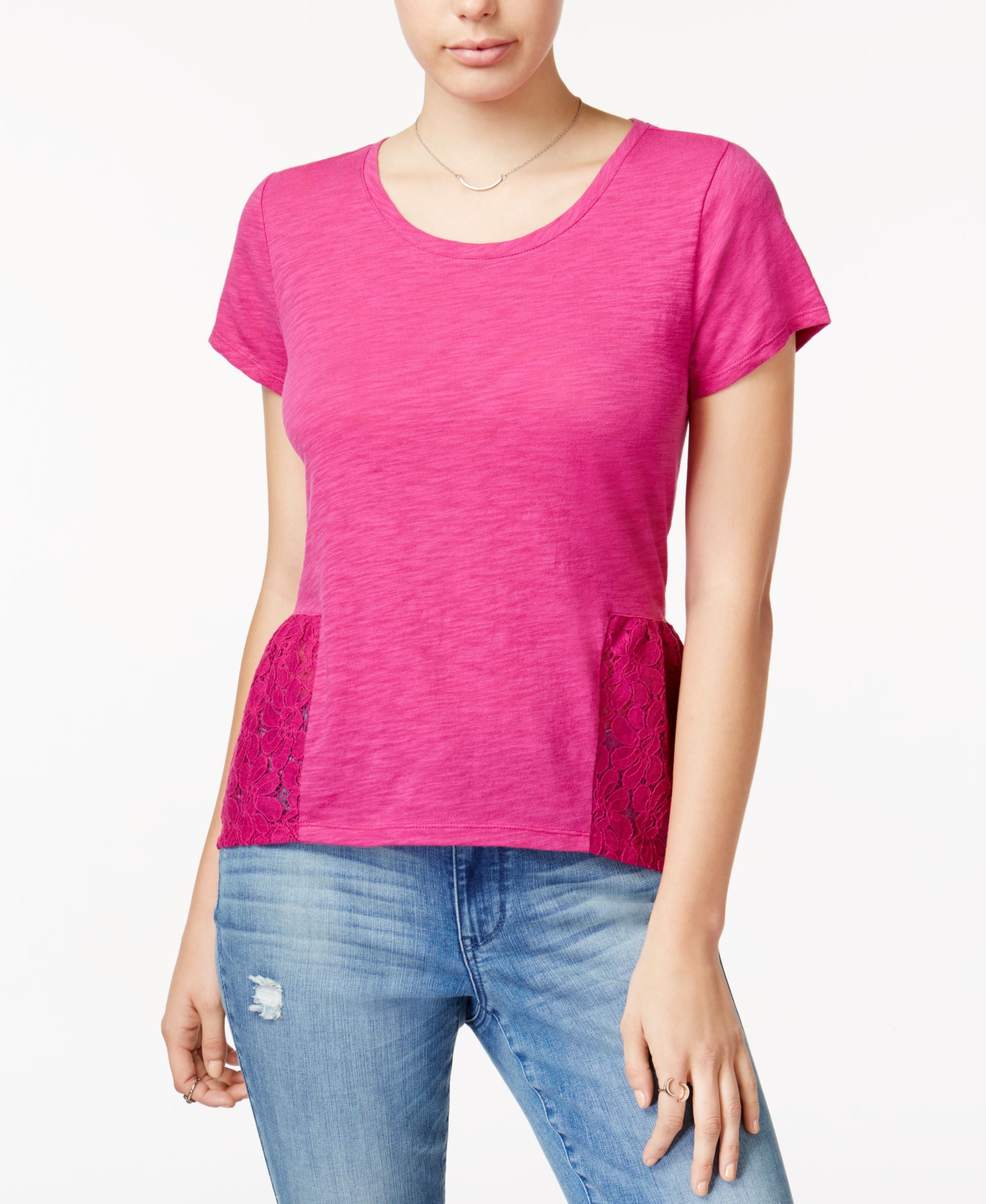 Maison Jules Lace Peplum T-Shirt