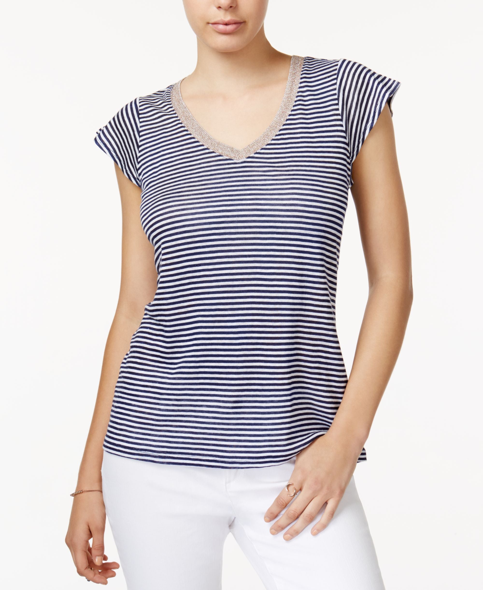 Maison Jules Striped Linen T-Shirt
