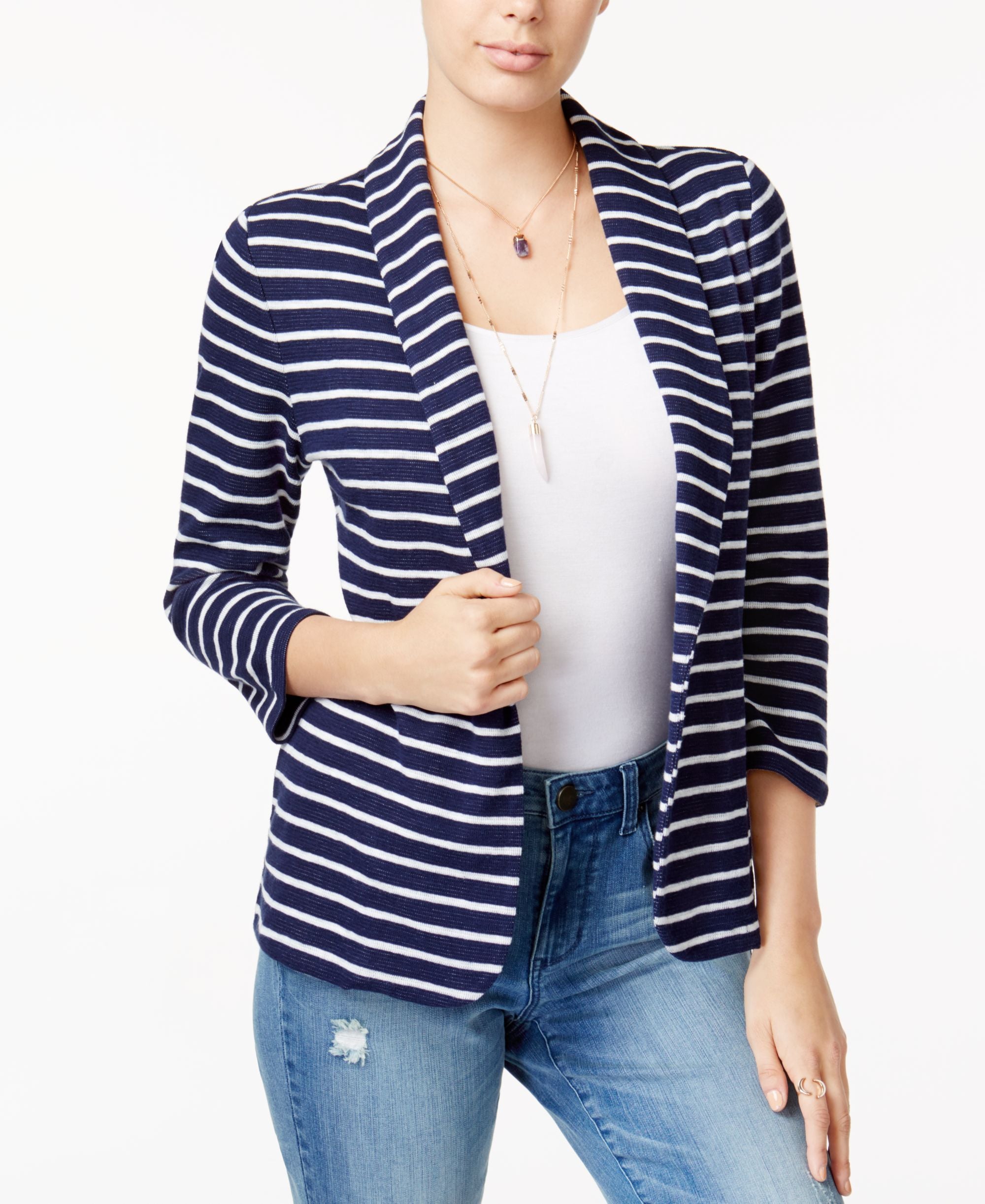 Maison Jules Striped Knit Blazer