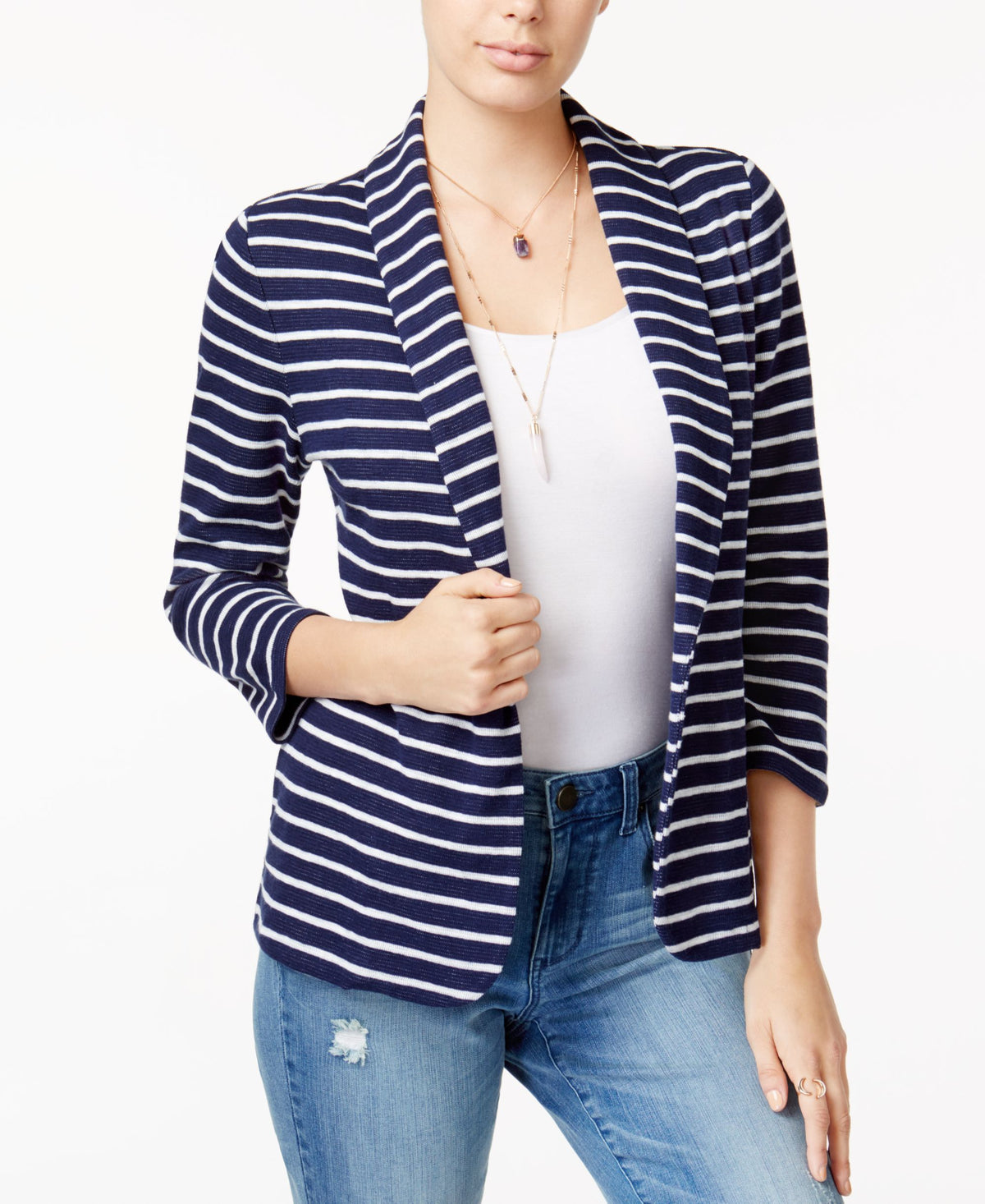 Maison Jules Striped Knit Blazer