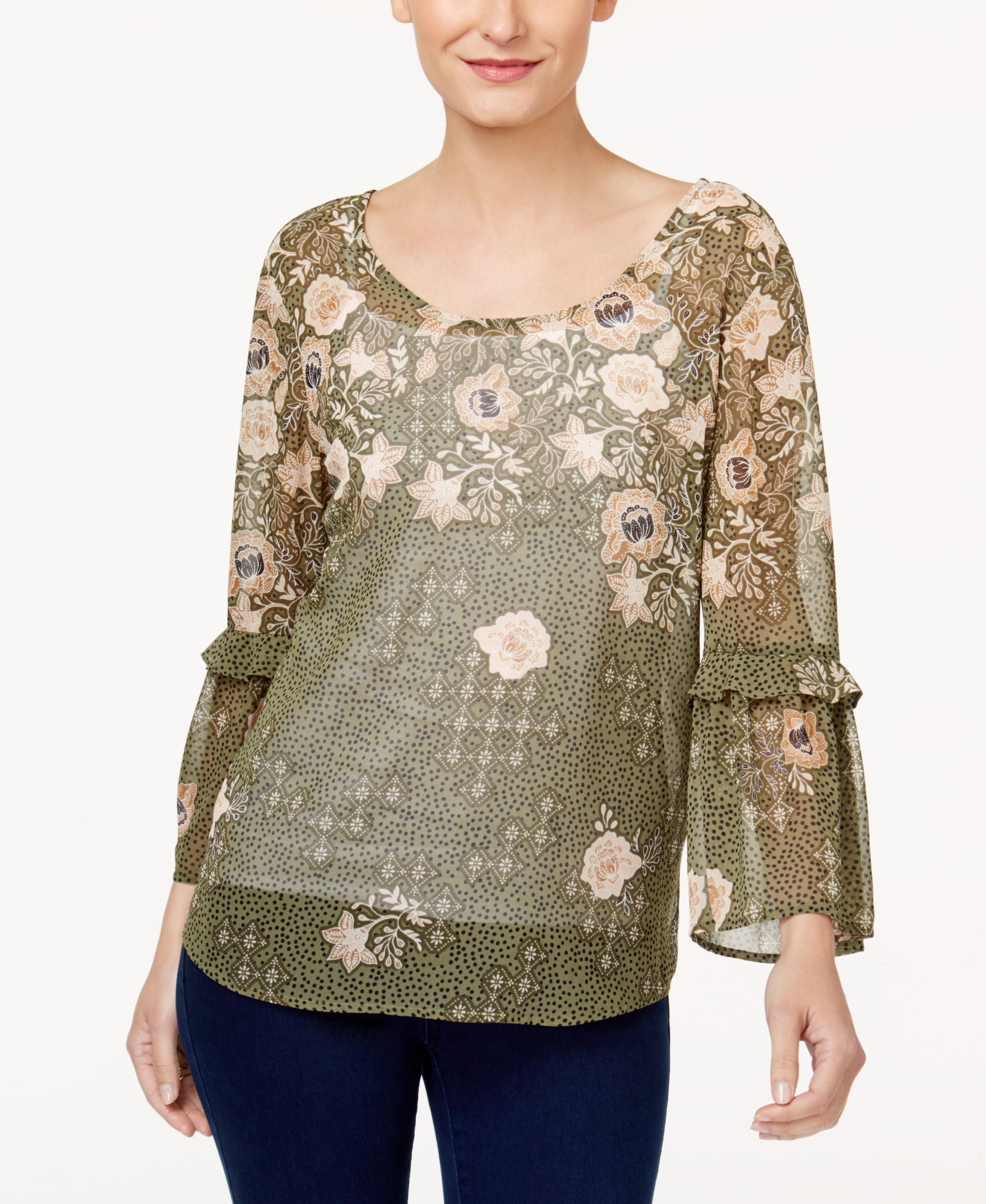 Style & Co Printed Crisscross Top