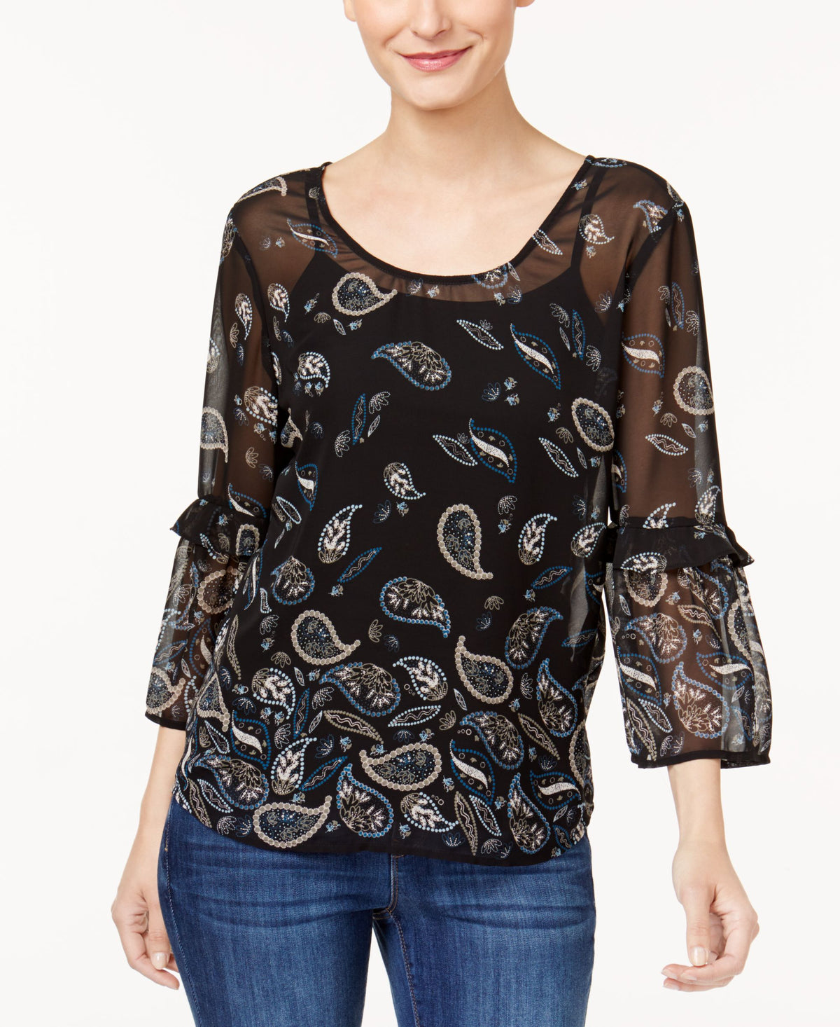 Style & Co Printed Crisscross Top