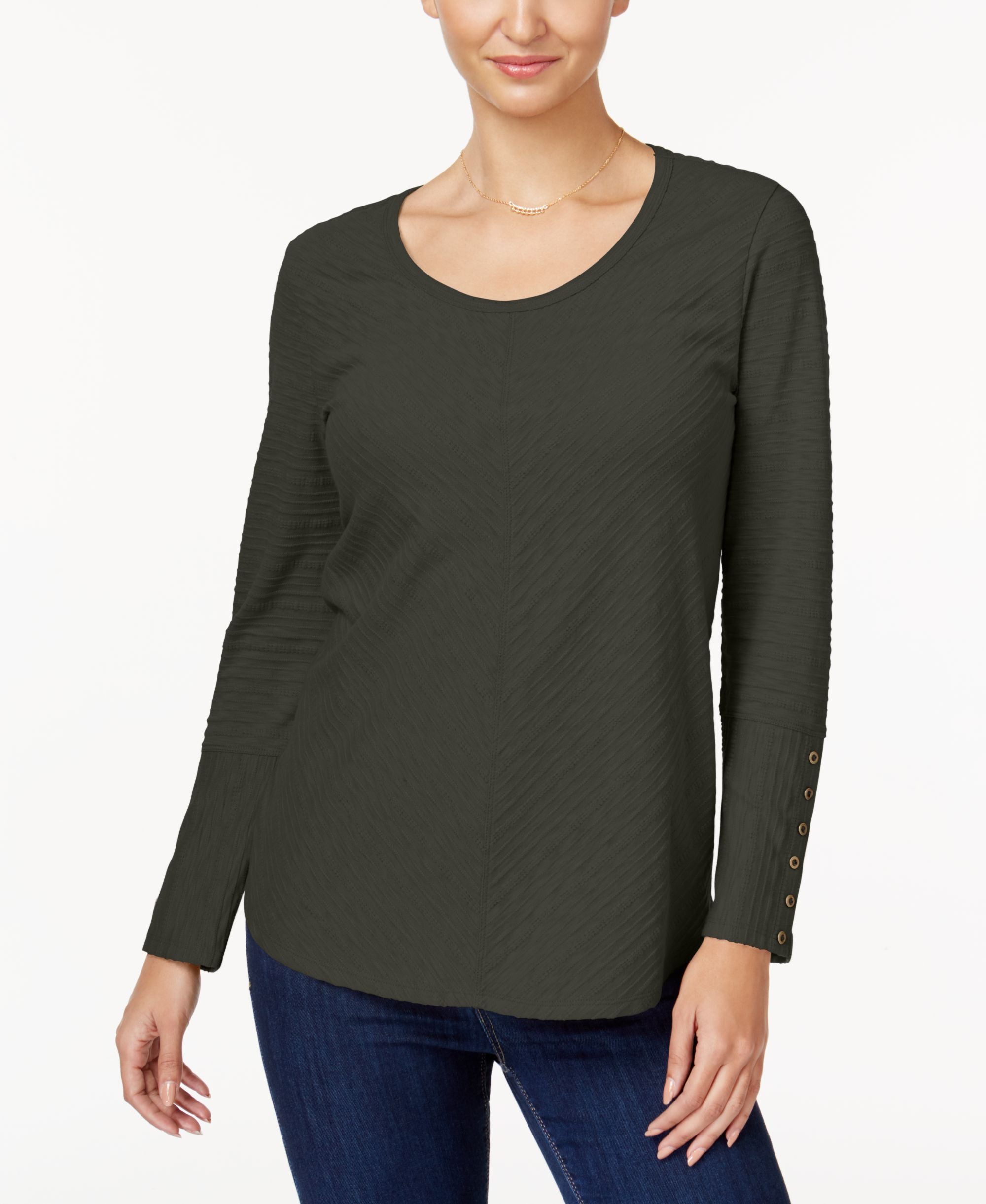 Style & Co Textured Button Detail Top
