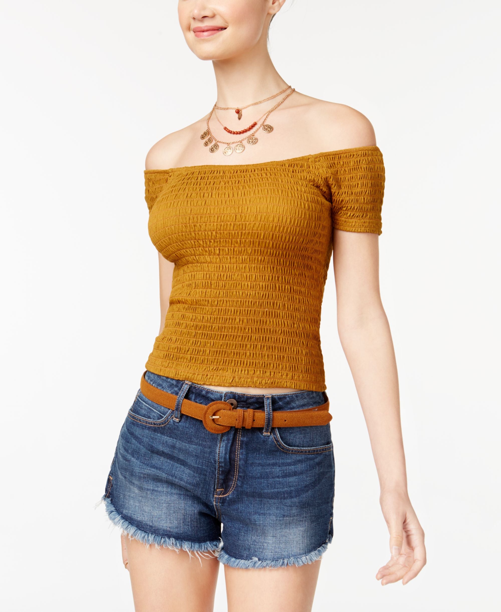 American Rag Smocked Off The Shoulder Top