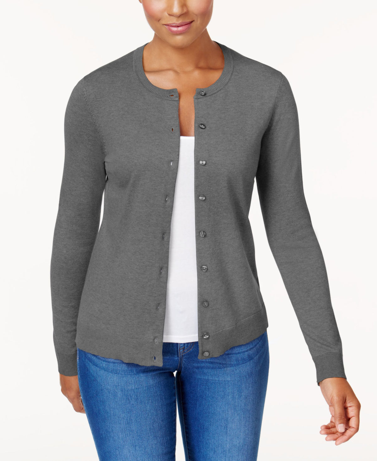 Karen Scott Crew Neck Cardigan