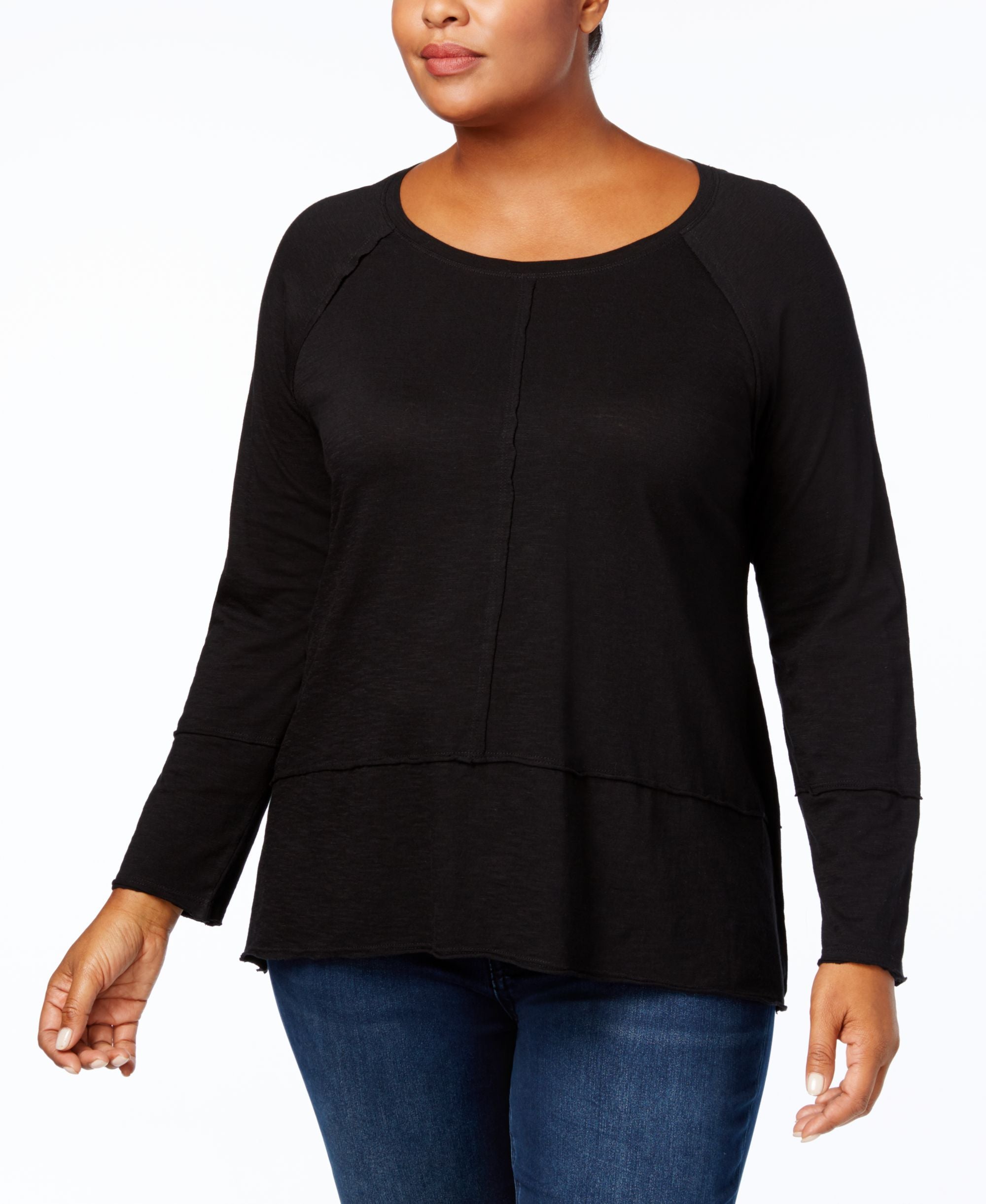 Style & Co Plus Size Seamed High Low Top