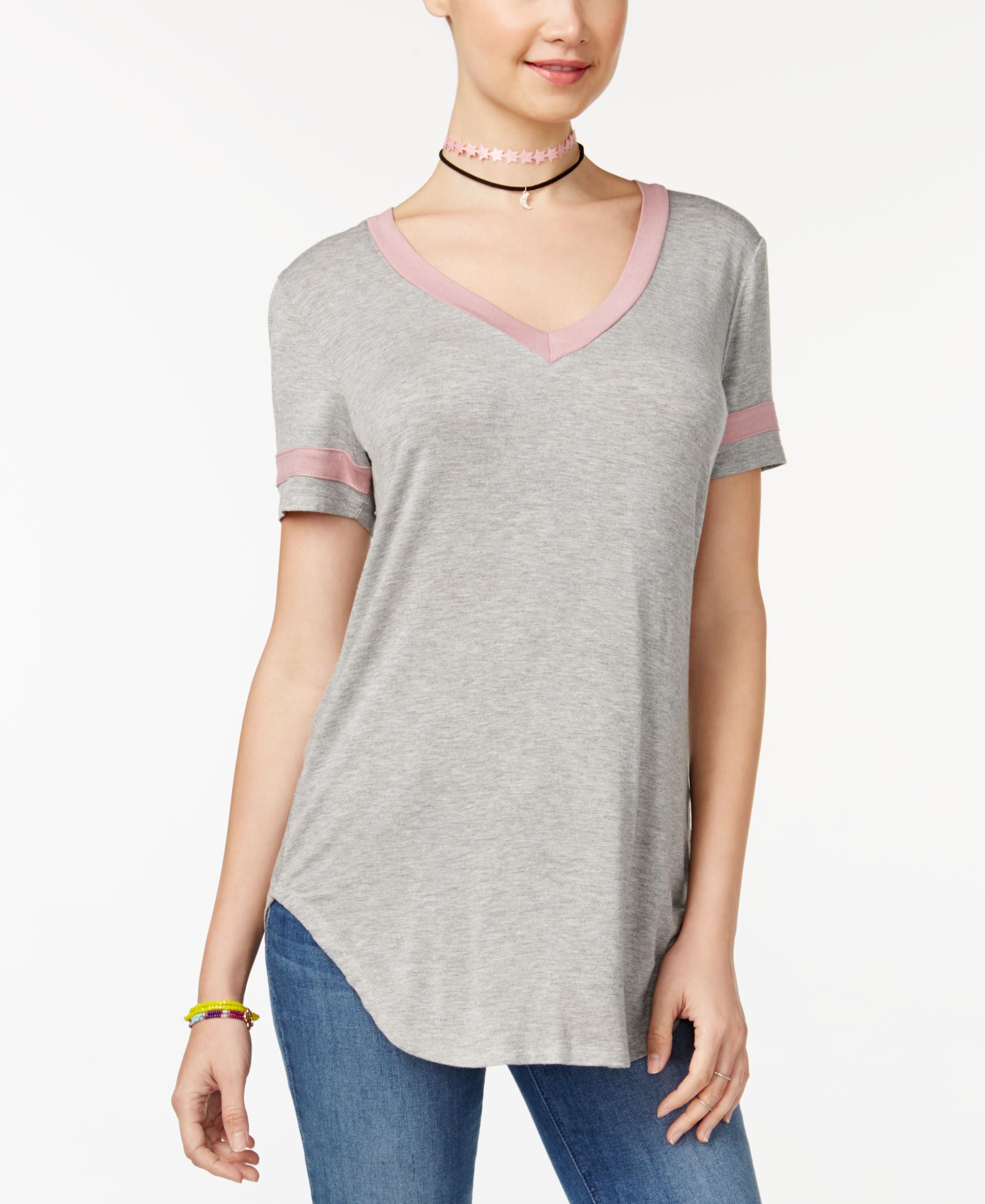 Ultra Flirt Juniors High Low Football T-Shirt