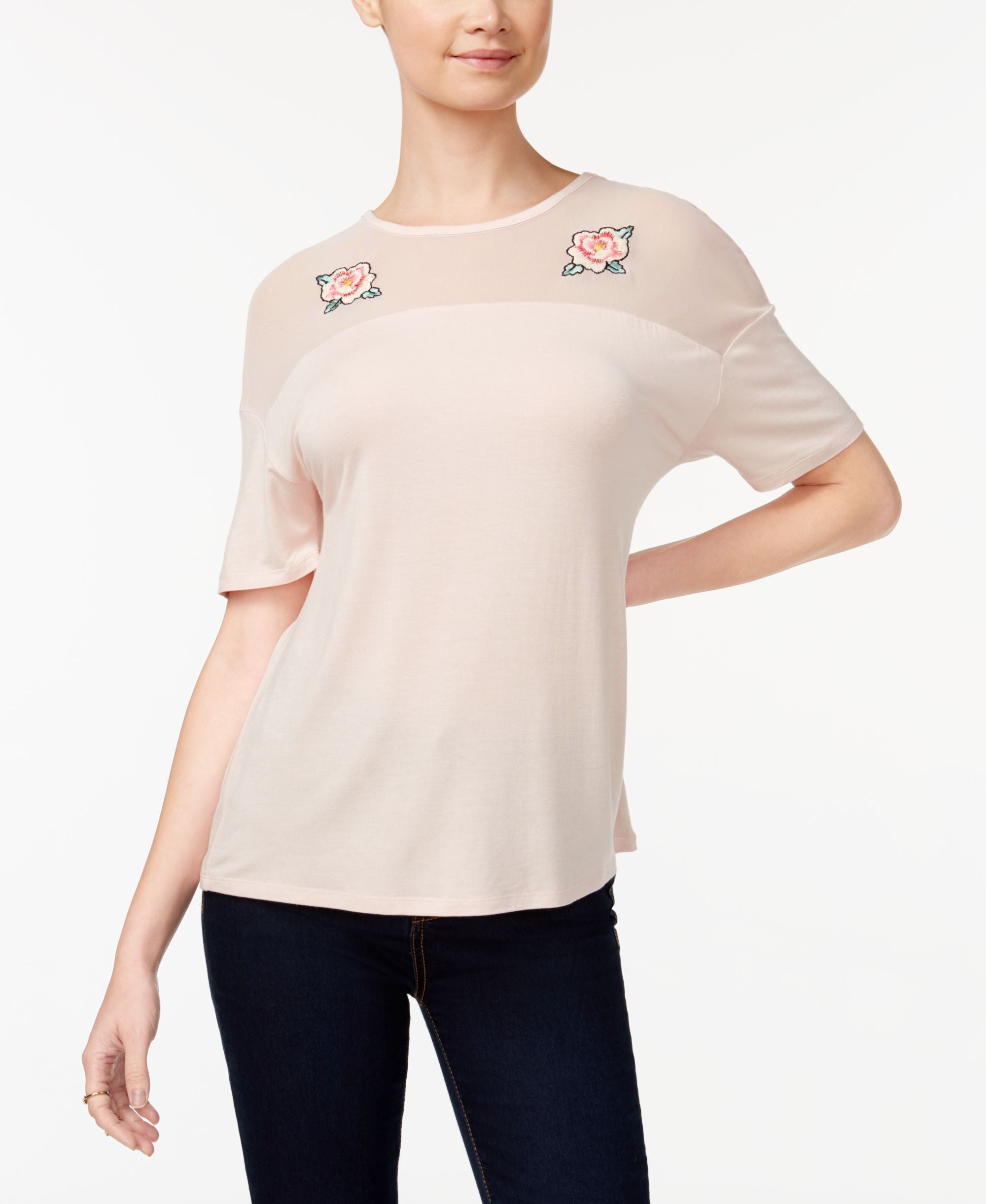 Rebellious One Juniors Mesh Yoke T-Shirt