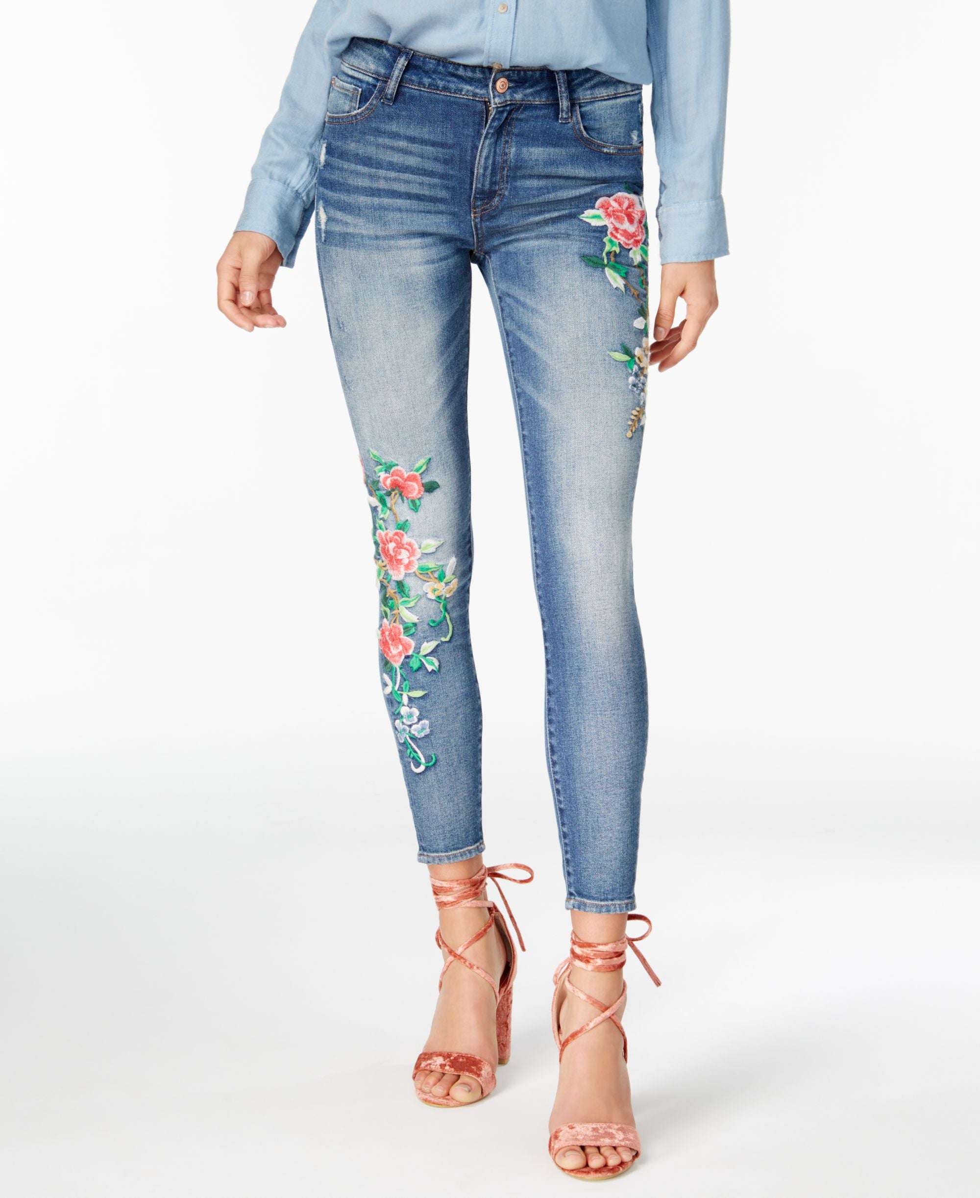 M1858 Embroidered Skinny Jeans