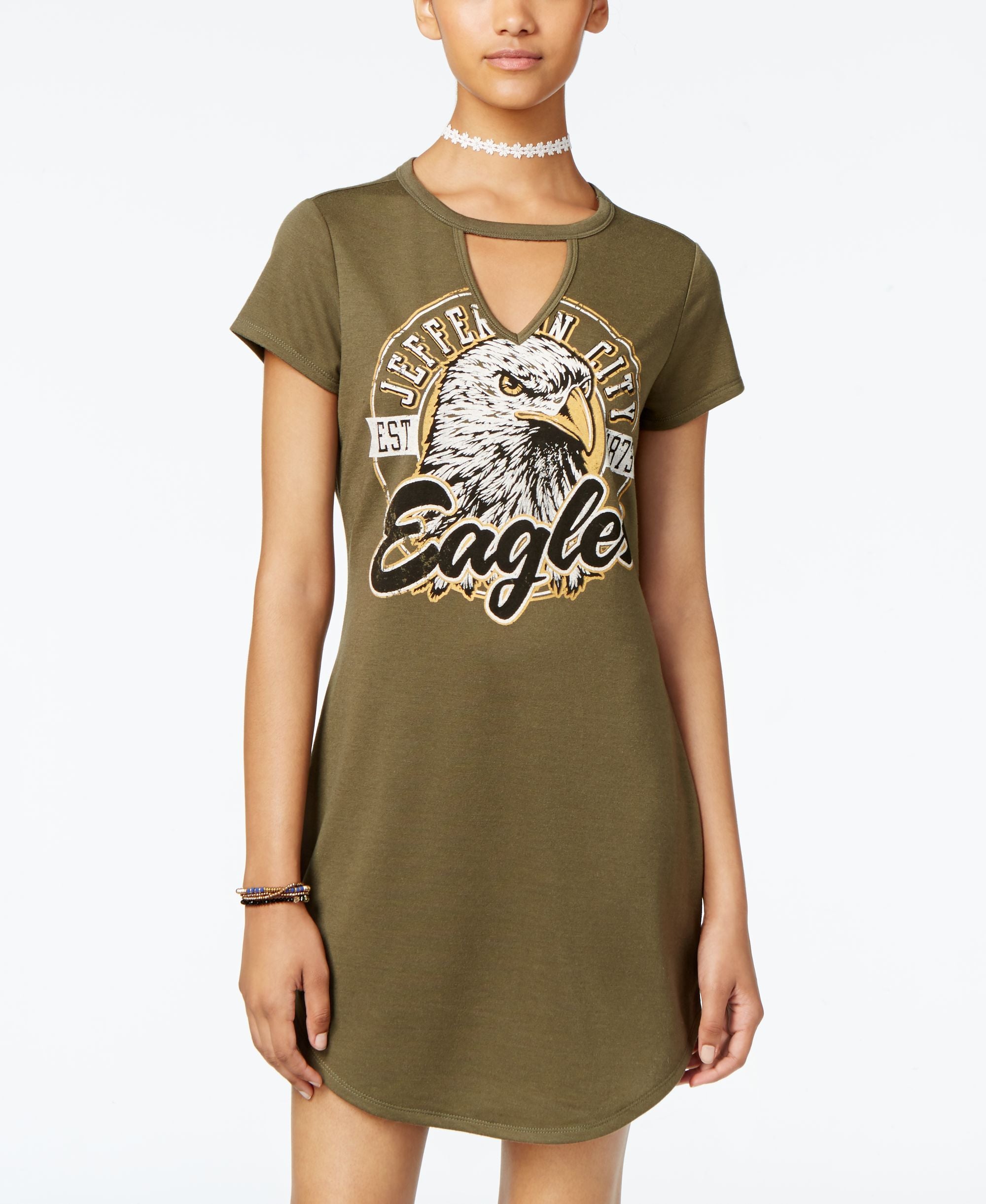 Ultra Flirt Juniors Cutout Graphic T-Shirt Dress