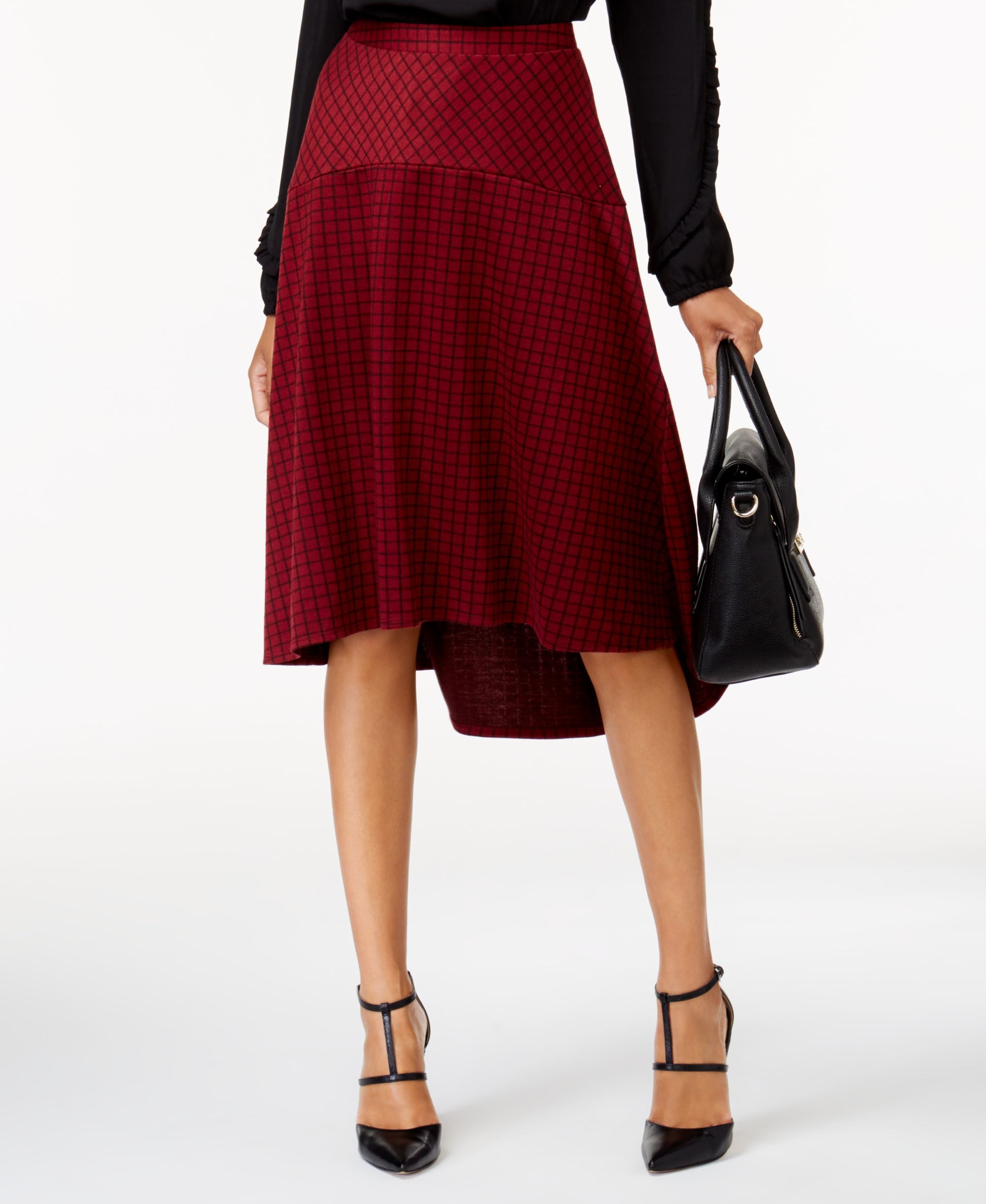 NY Collection Plaid High Low Skirt