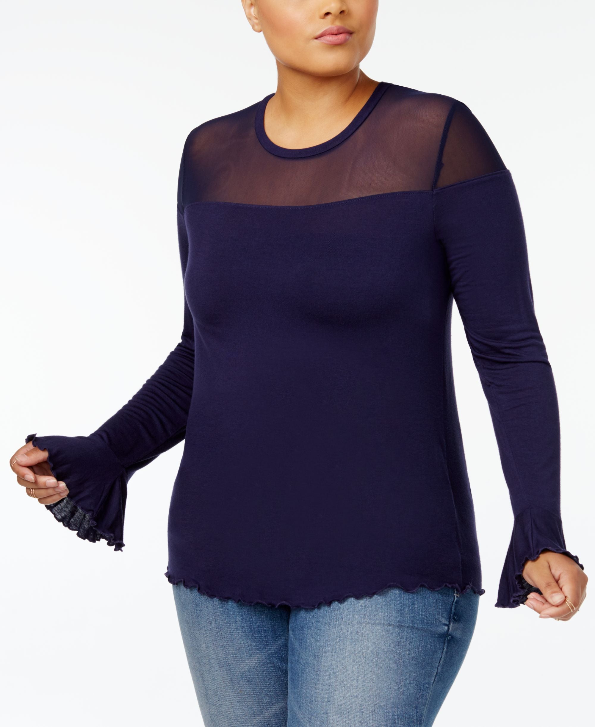 Planet Gold Trendy Plus Size Illusion Top