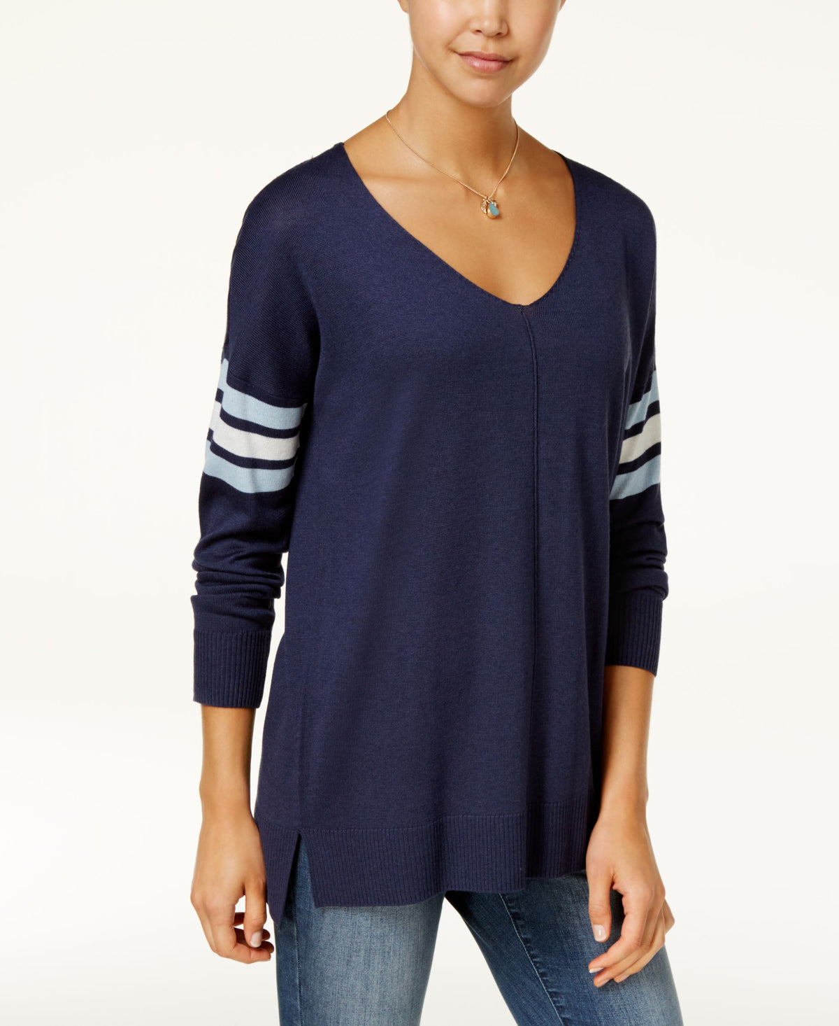 Hippie Rose Juniors Stripe Detail Tunic Sweater