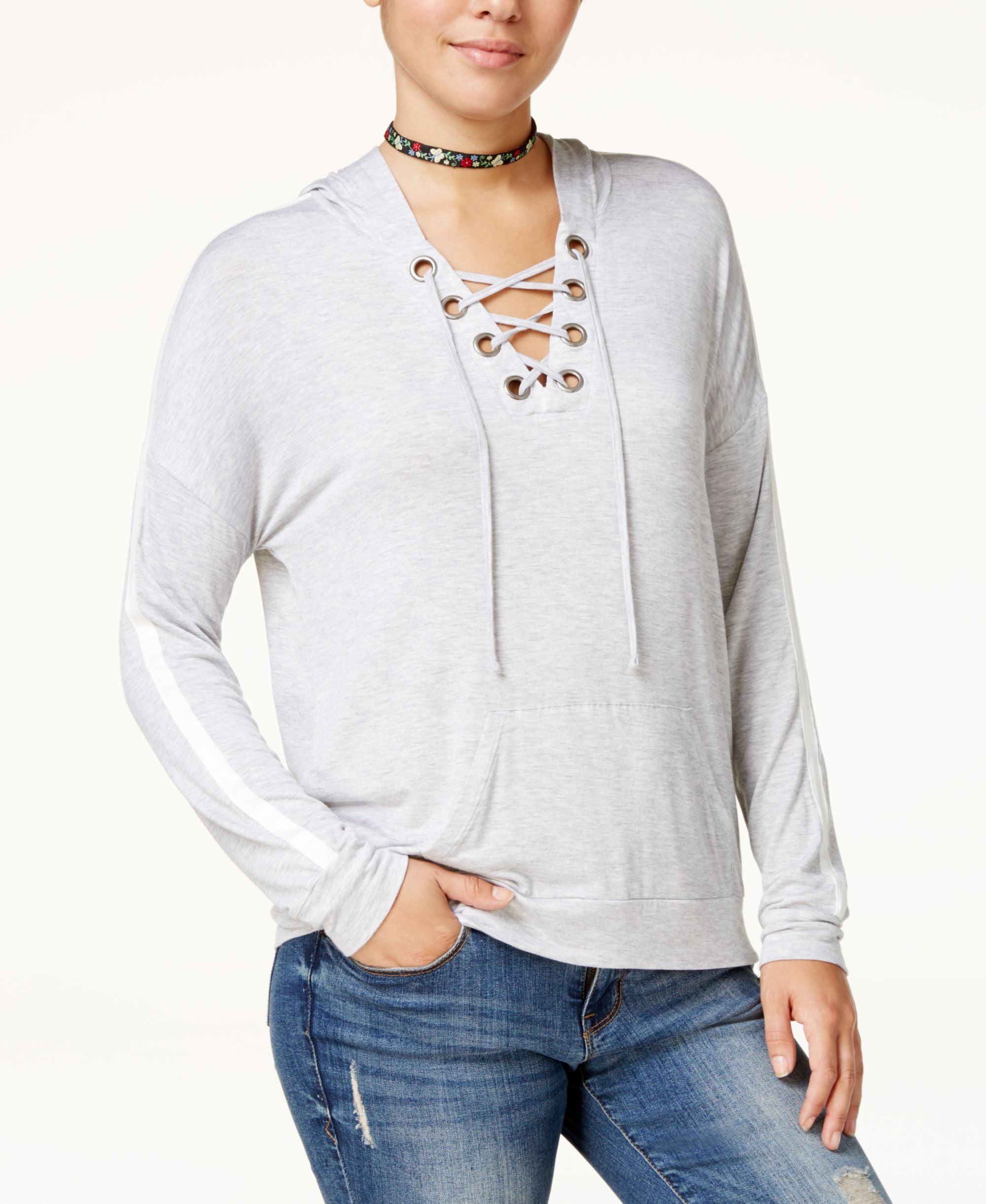 Hippie Rose Juniors Lace Up Hoodie