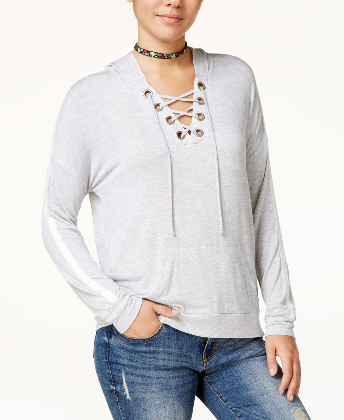 Hippie Rose Juniors Lace Up Hoodie