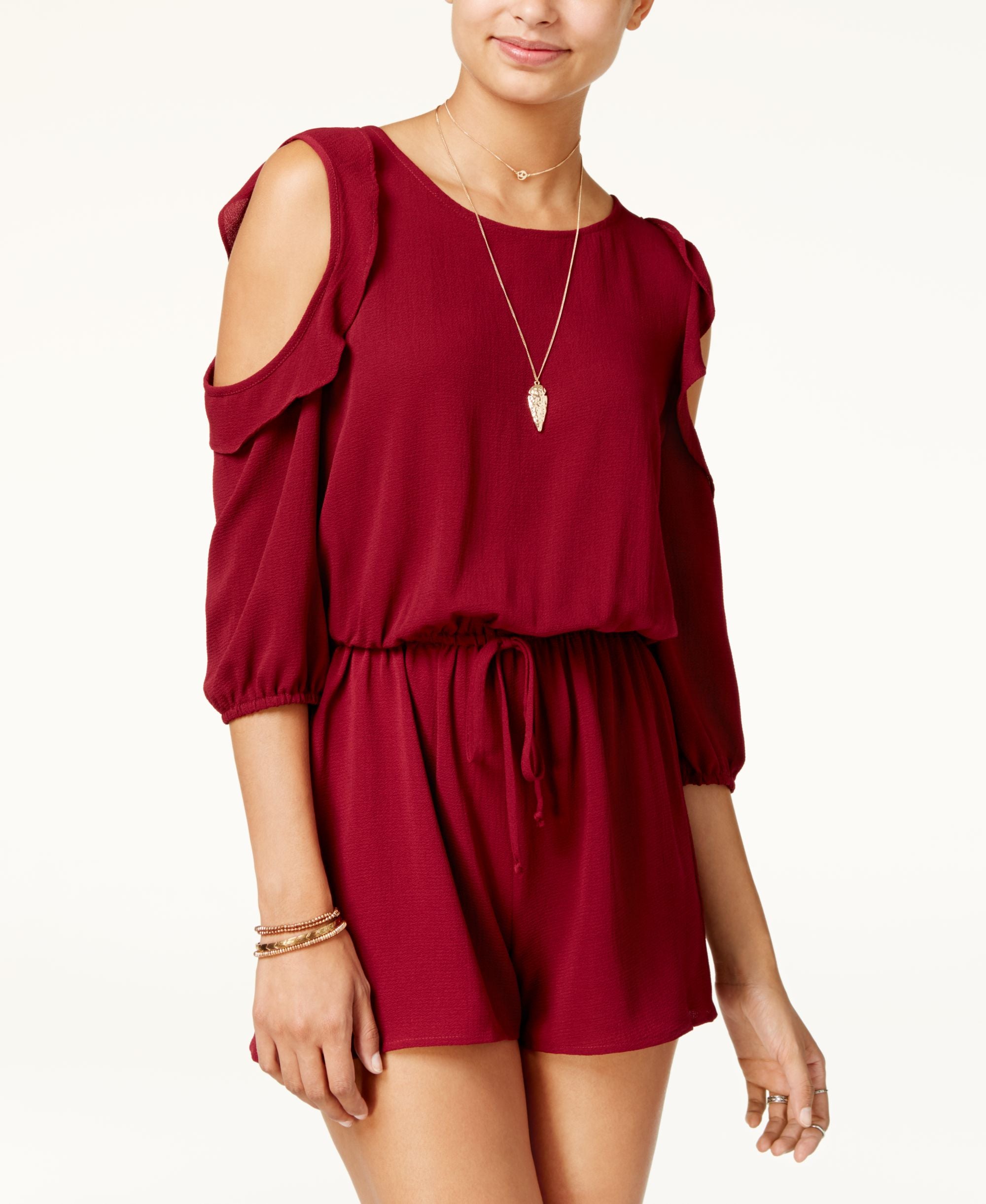 Be Bop Juniors Cold Shoulder Ruffled Romper