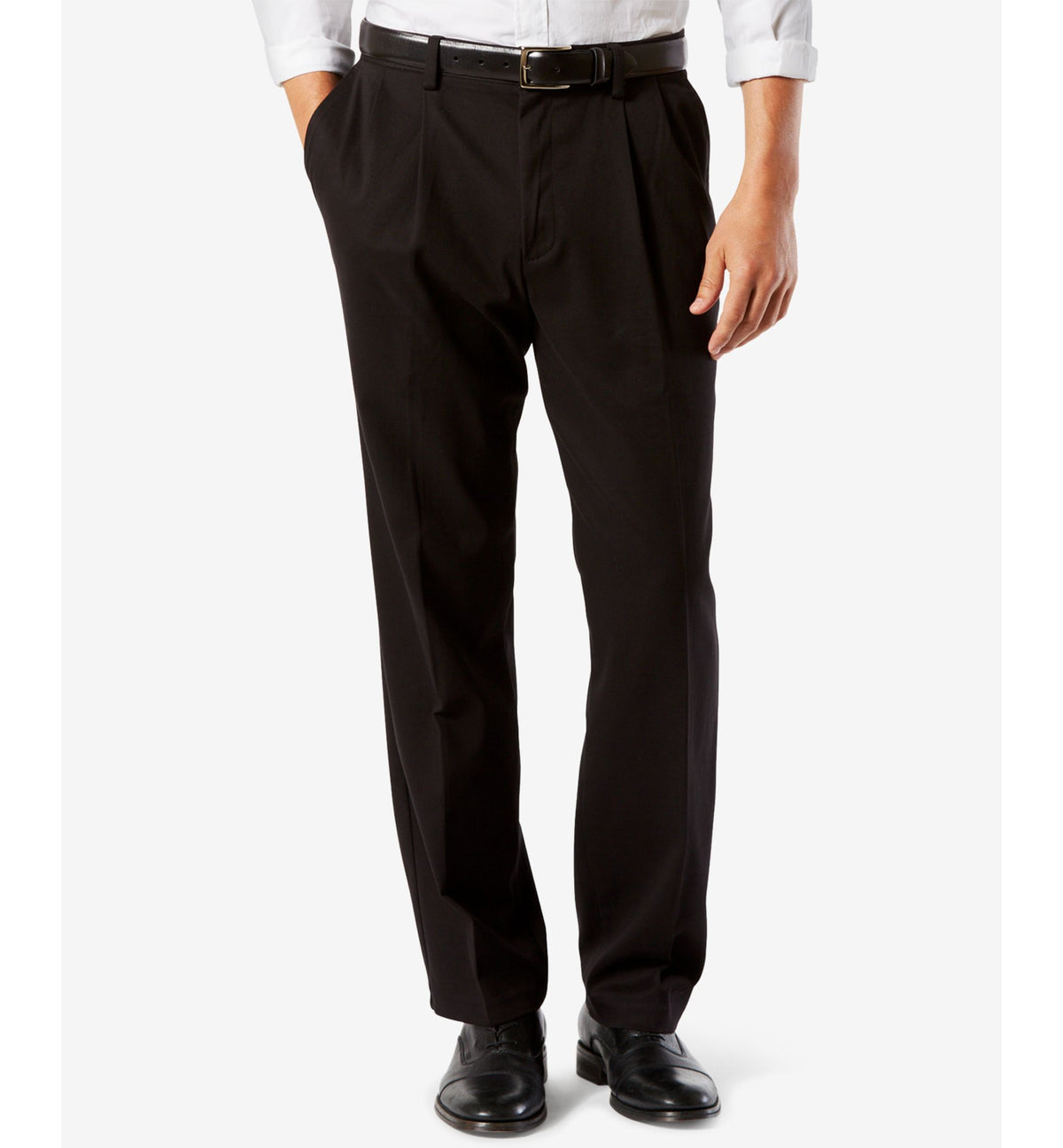 Men's Big & Tall Easy Classic Pleated Fit Khaki Stretch Pants