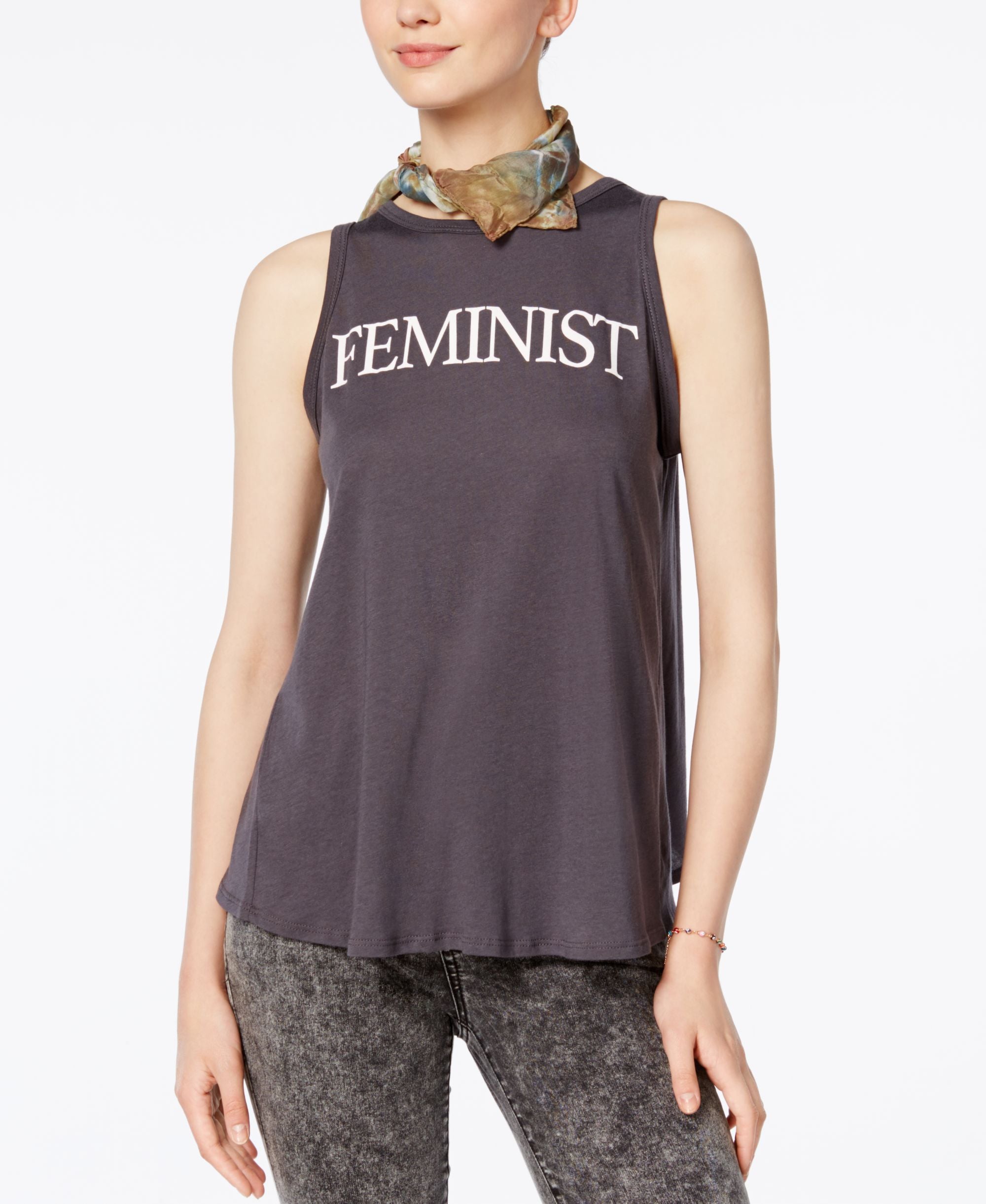 Carbon Copy Feminist Tulip Back Graphic Tank Top
