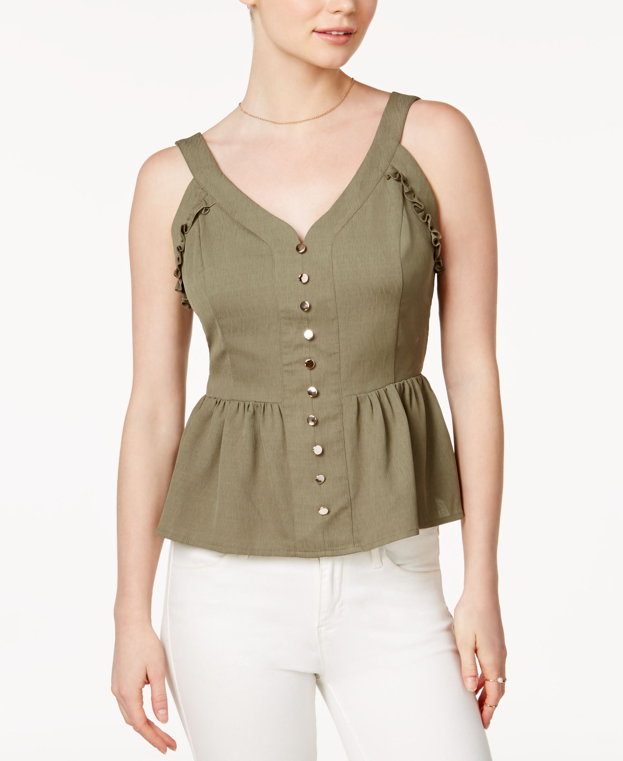 Maison Jules Sweetheart Neck Peplum Top