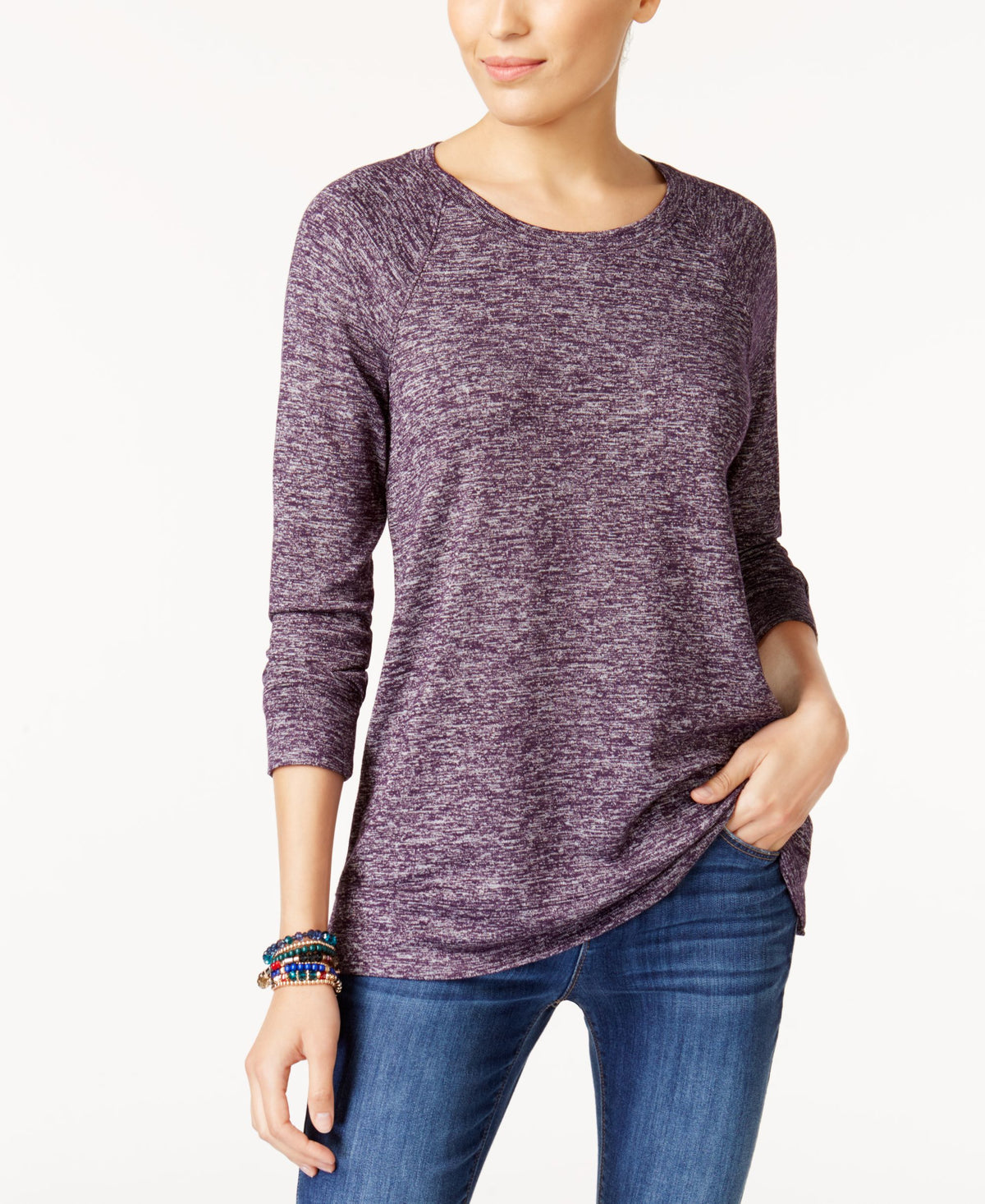 Style & Co Melange Raglan Sleeve Knit Top