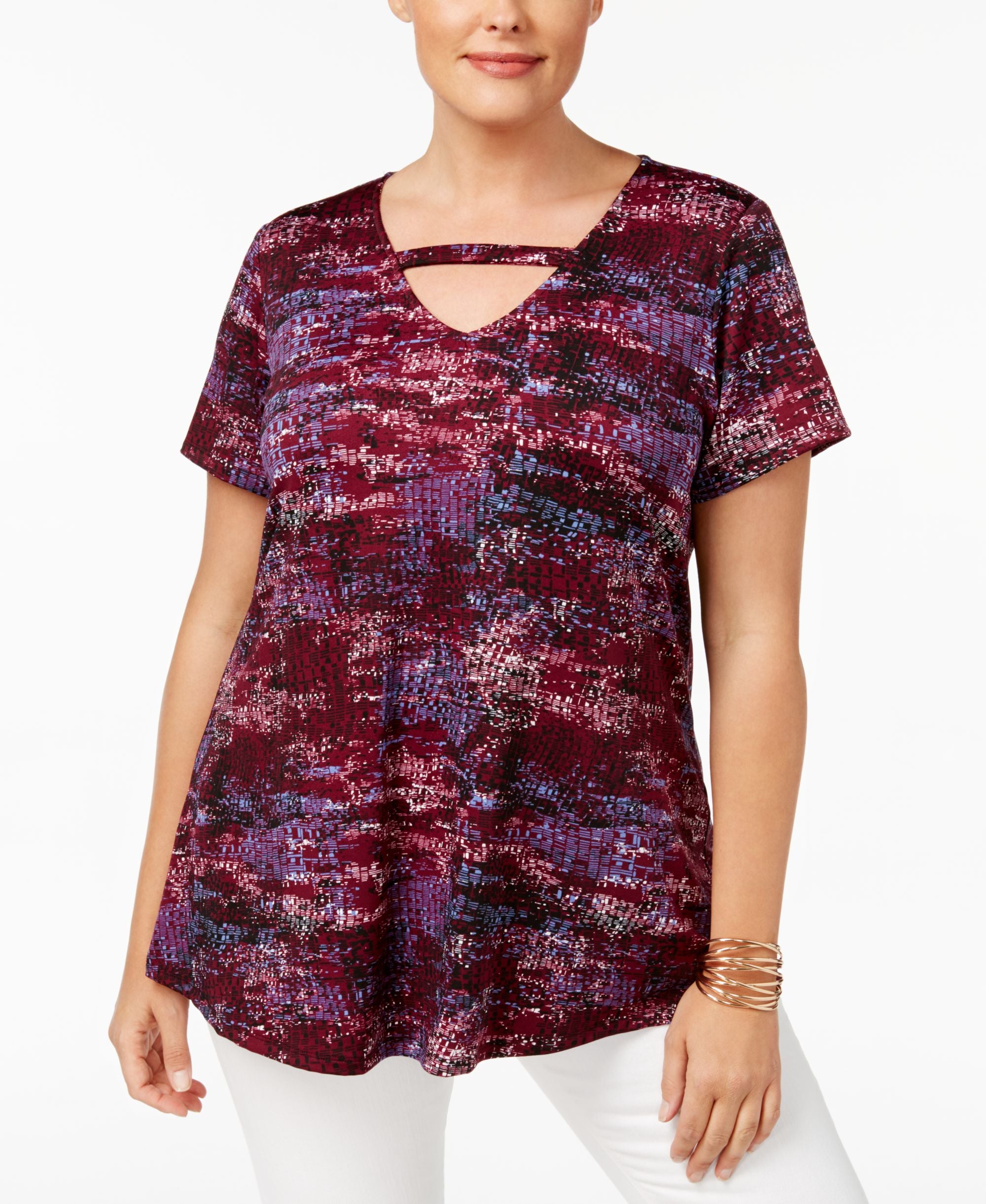 NY Collection Plus Size Printed Swing Top