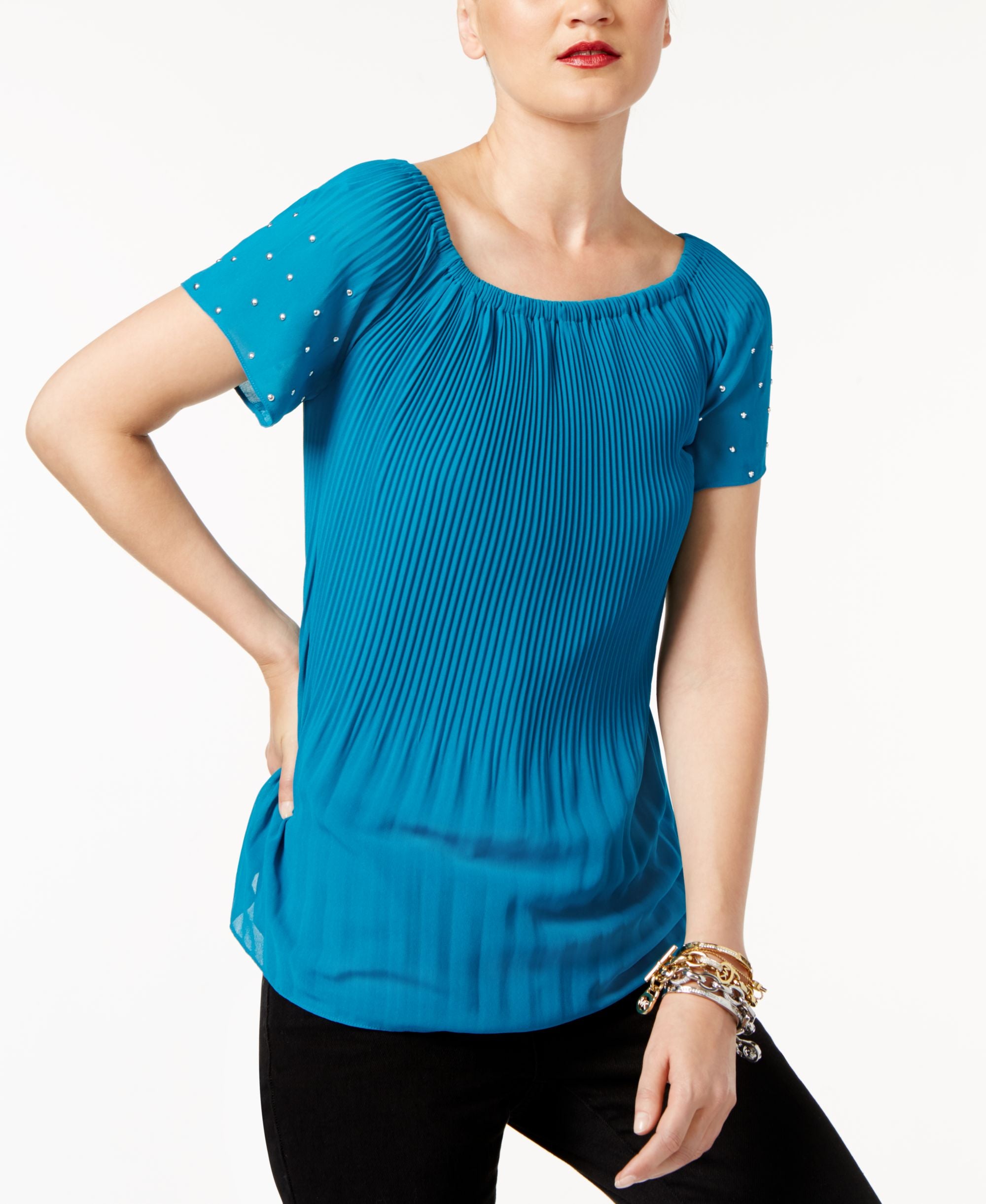 Michael Michael Kors Pleated Studded Top