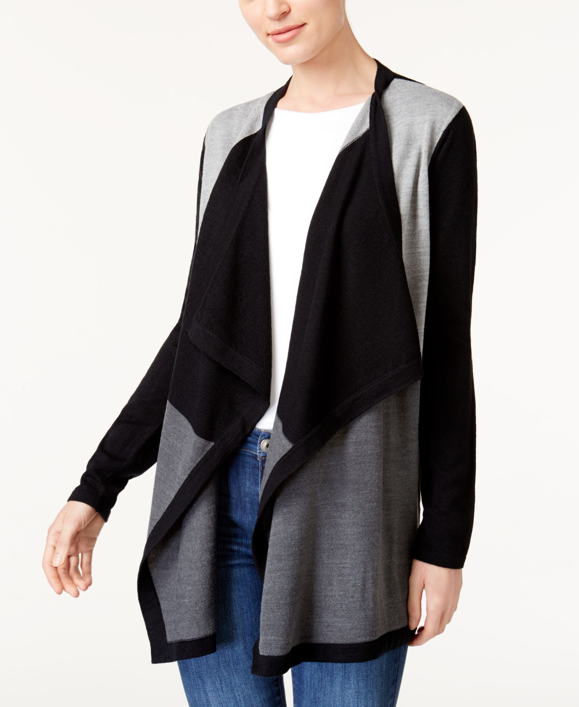 Karen Scott Colorblocked Cascade Cardigan